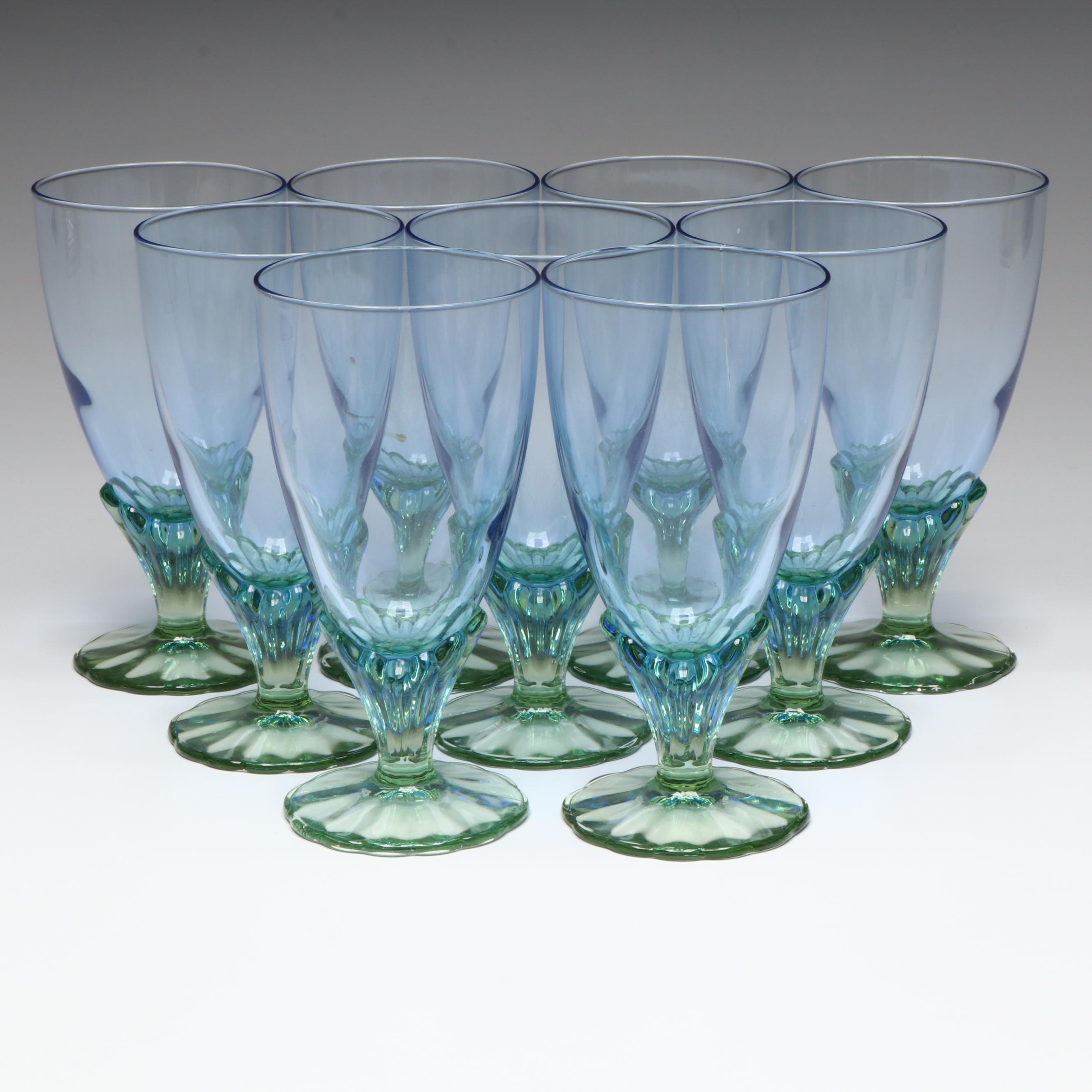 Bormioli Rocco "Bahia" Green and Blue Glass Water Goblets