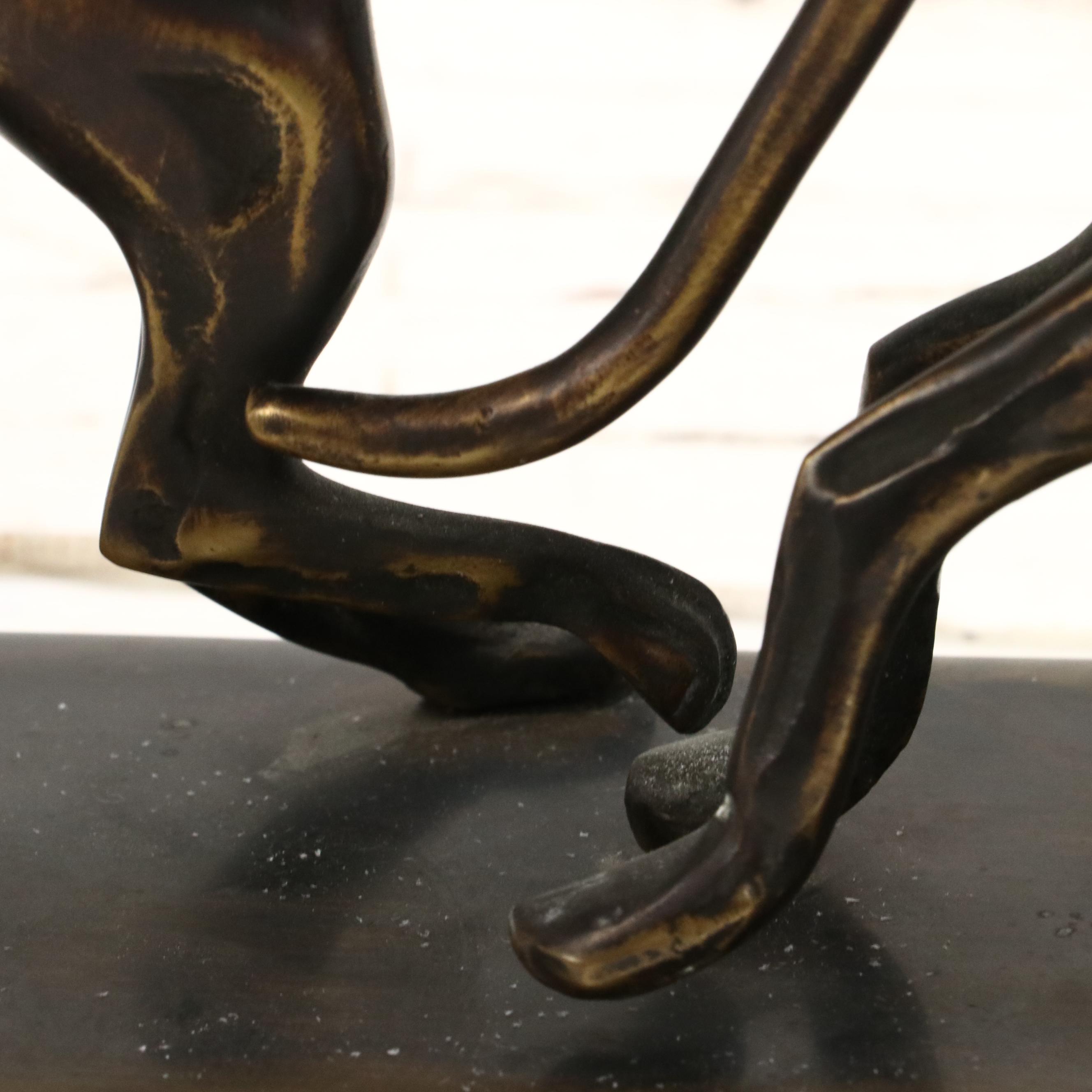 Patinated Cast Spelter Statue of Three Running Greyhounds