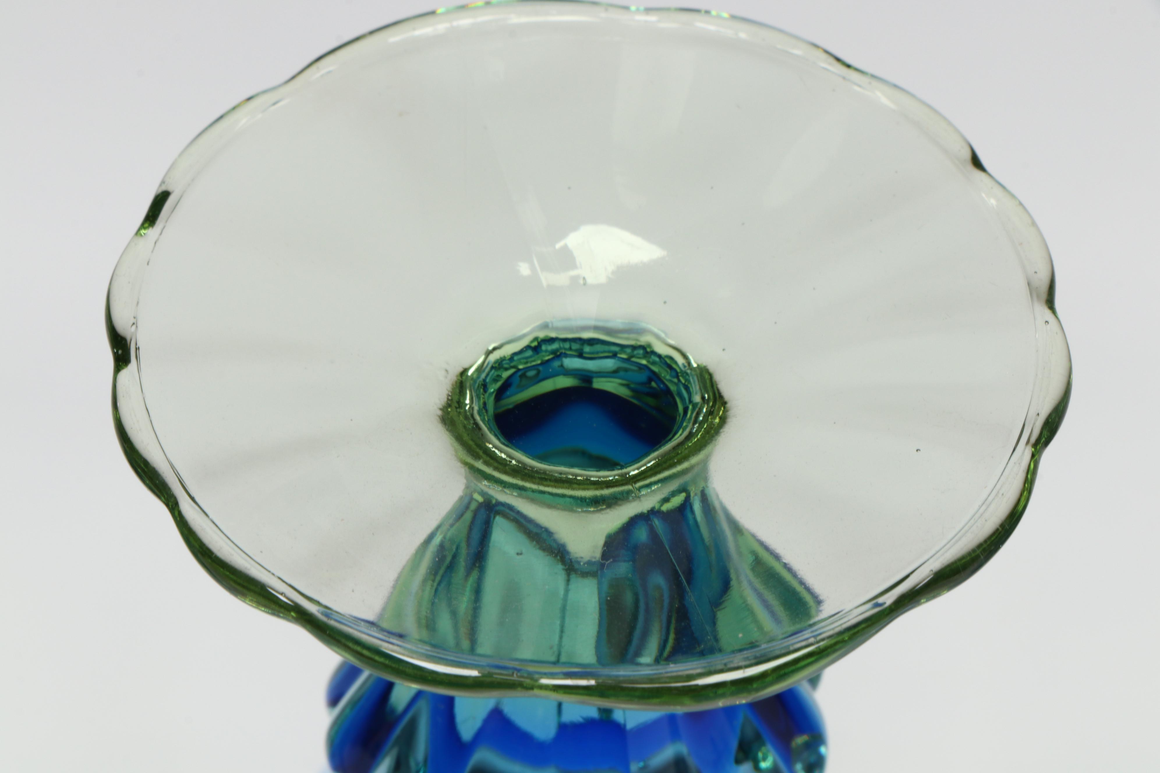 Bormioli Rocco "Bahia" Green and Blue Glass Water Goblets