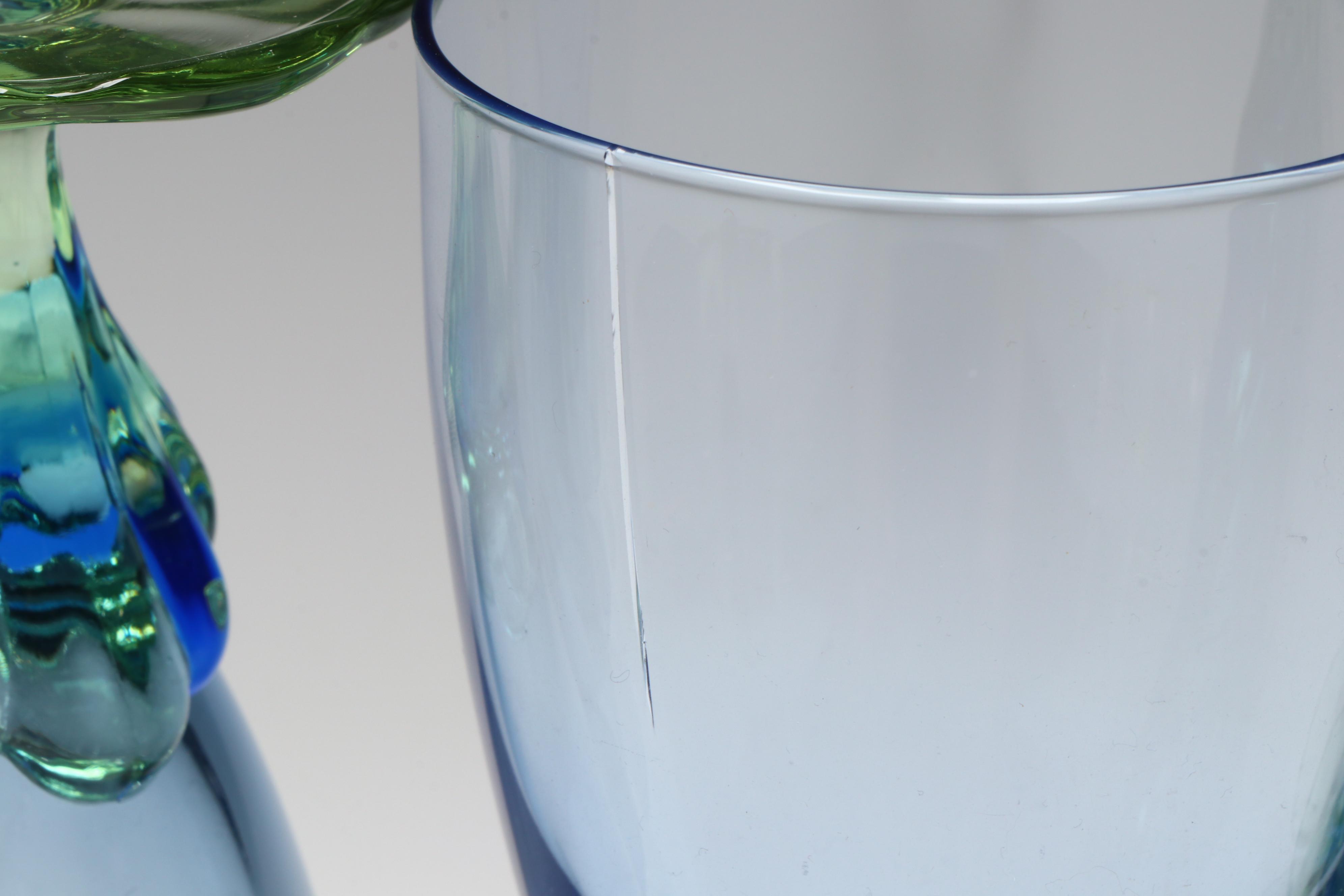 Bormioli Rocco "Bahia" Green and Blue Glass Water Goblets