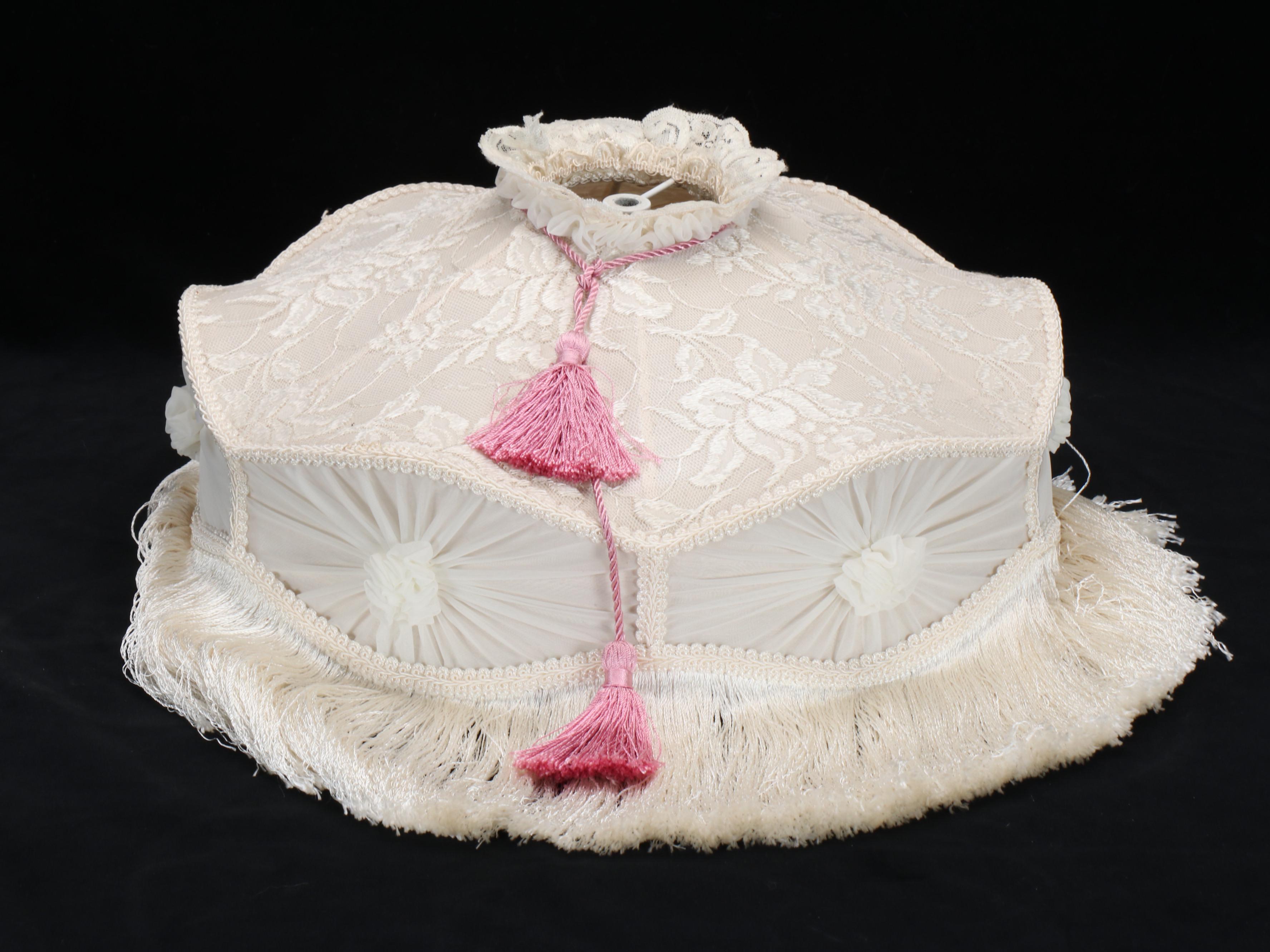 German Bisque Porcelain Cherub with Baskets Table Lamp, Vintage