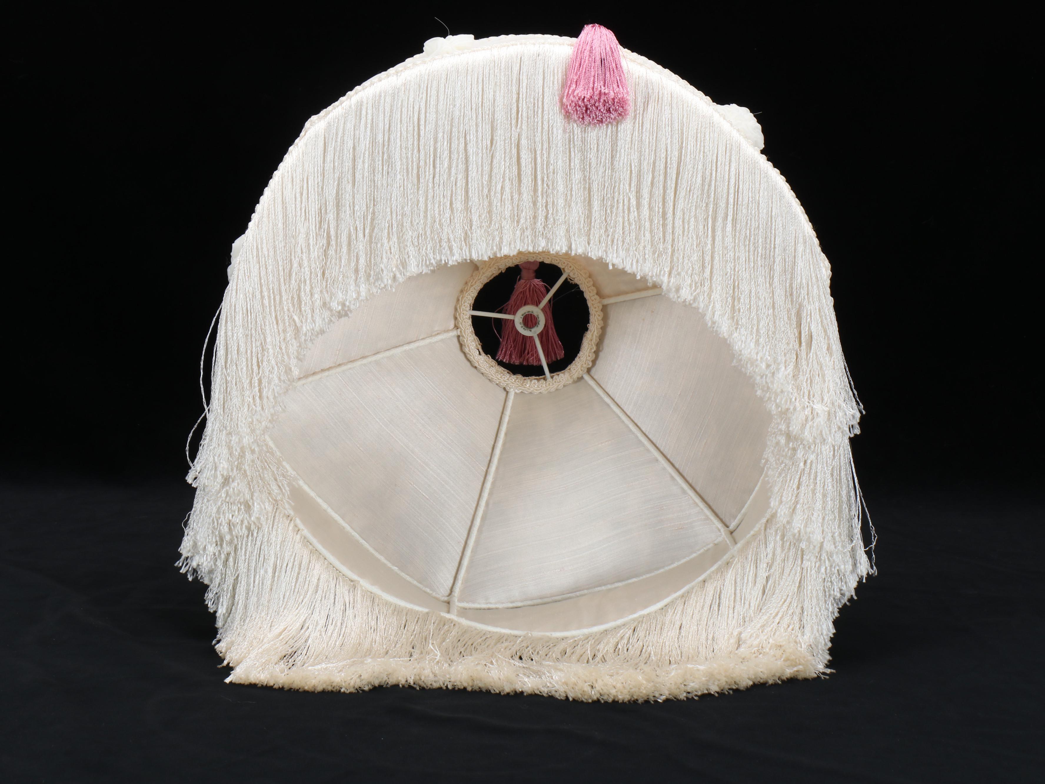 German Bisque Porcelain Cherub with Baskets Table Lamp, Vintage