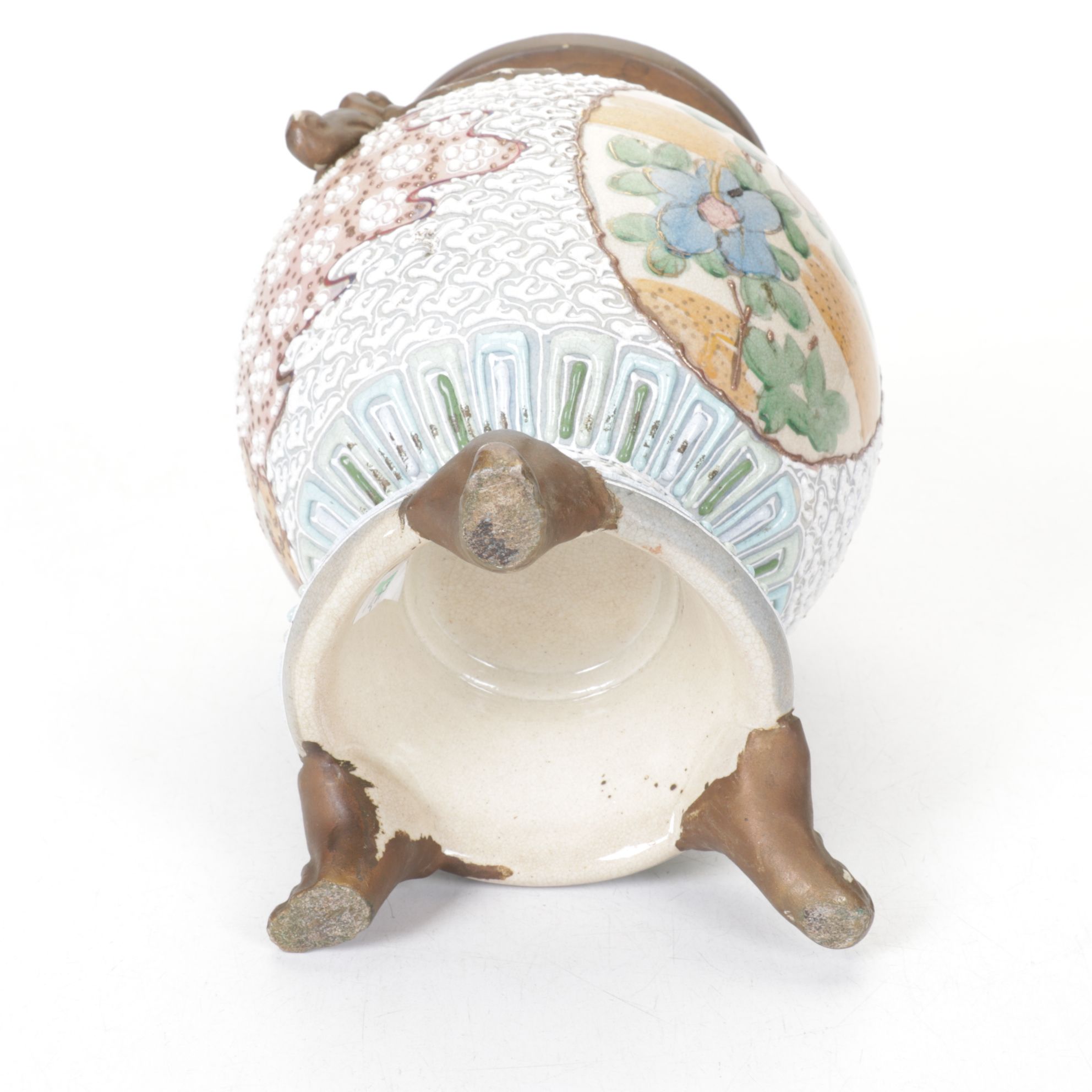 Japanese Satsuma Moriage Porcelain Lidded Vessel