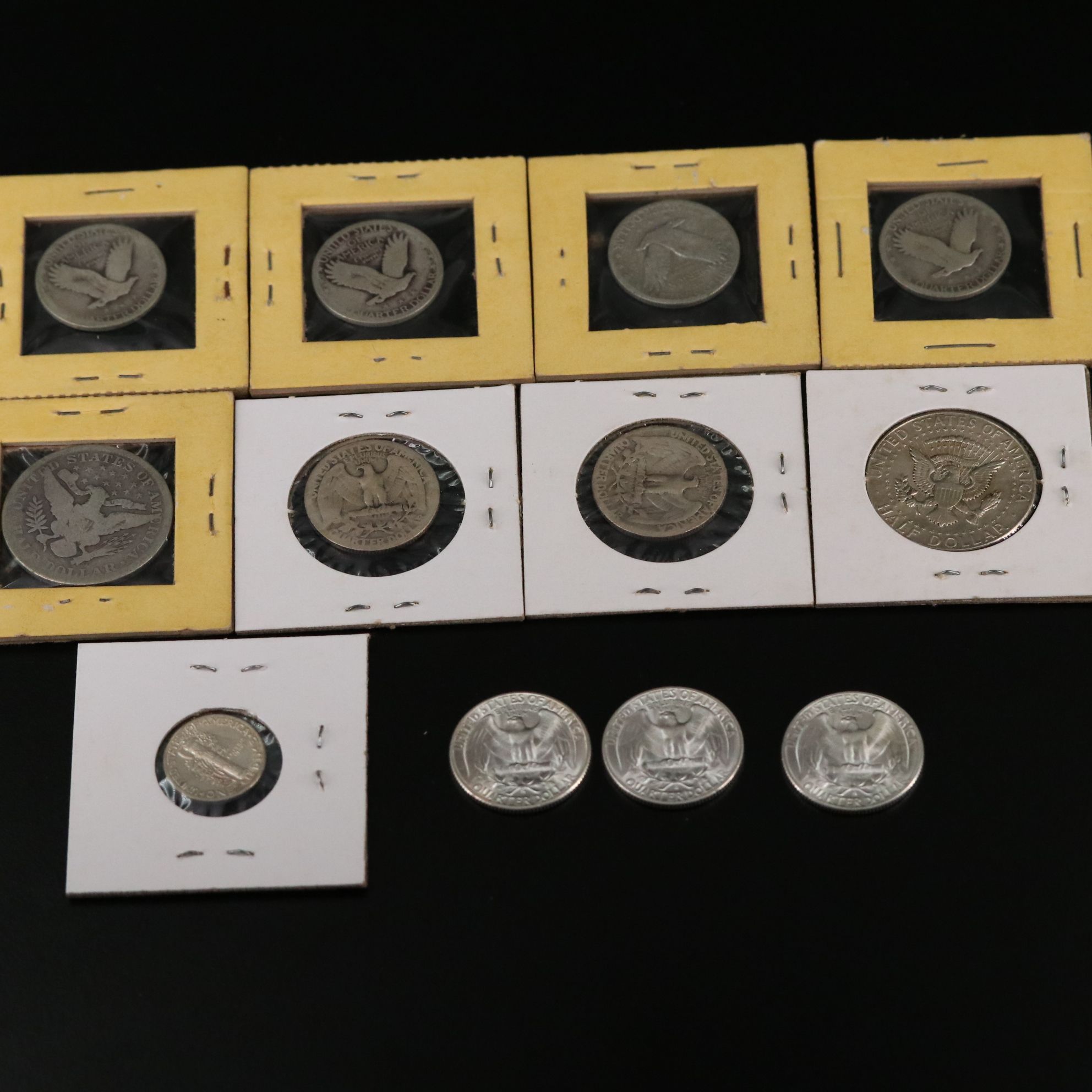 Vintage U.S. Silver Coin Group, Including Barber and Standing Liberty