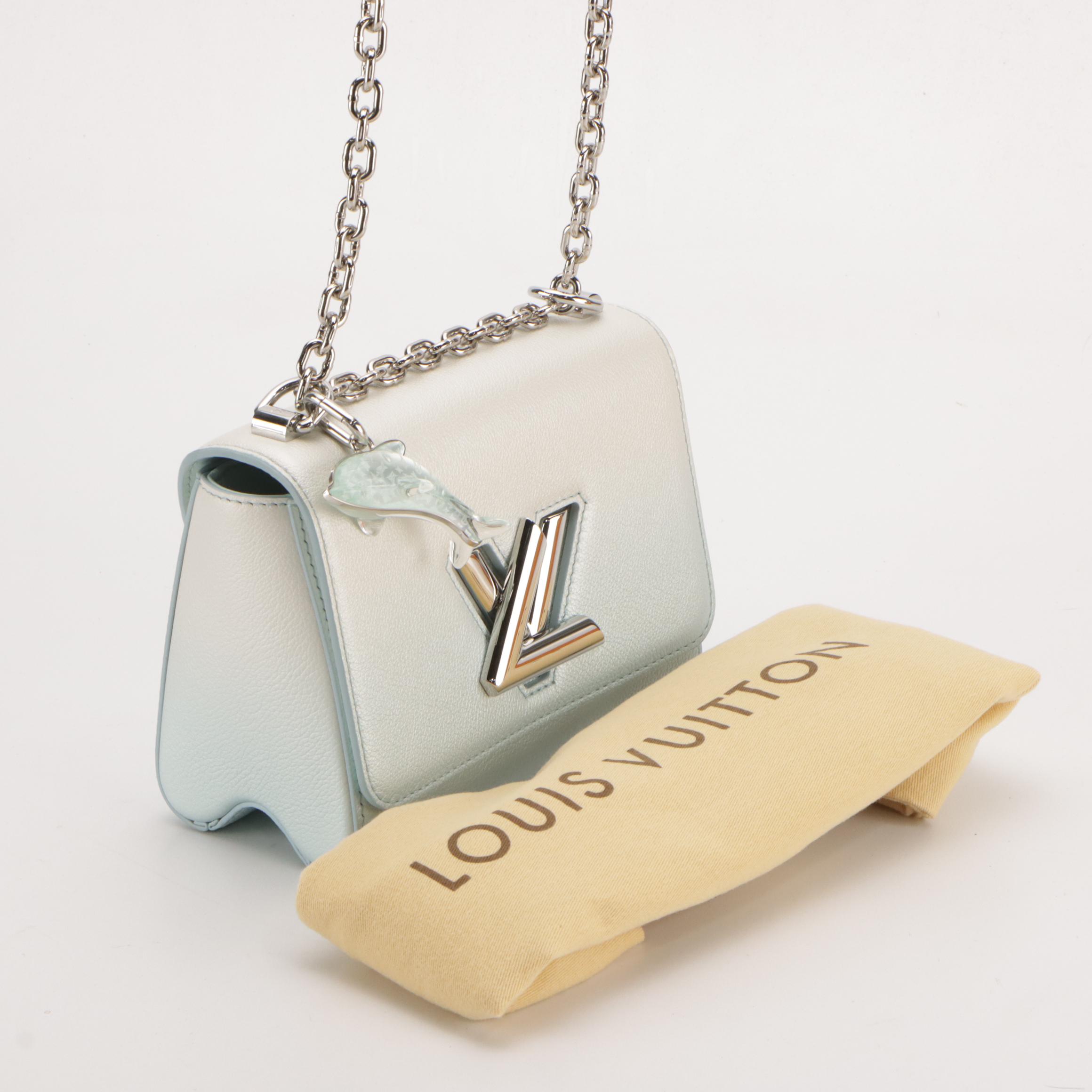 Louis Vuitton Twist PM Bag in Shaded Blue Ombré Leather w/ Dolphin Charm and Box