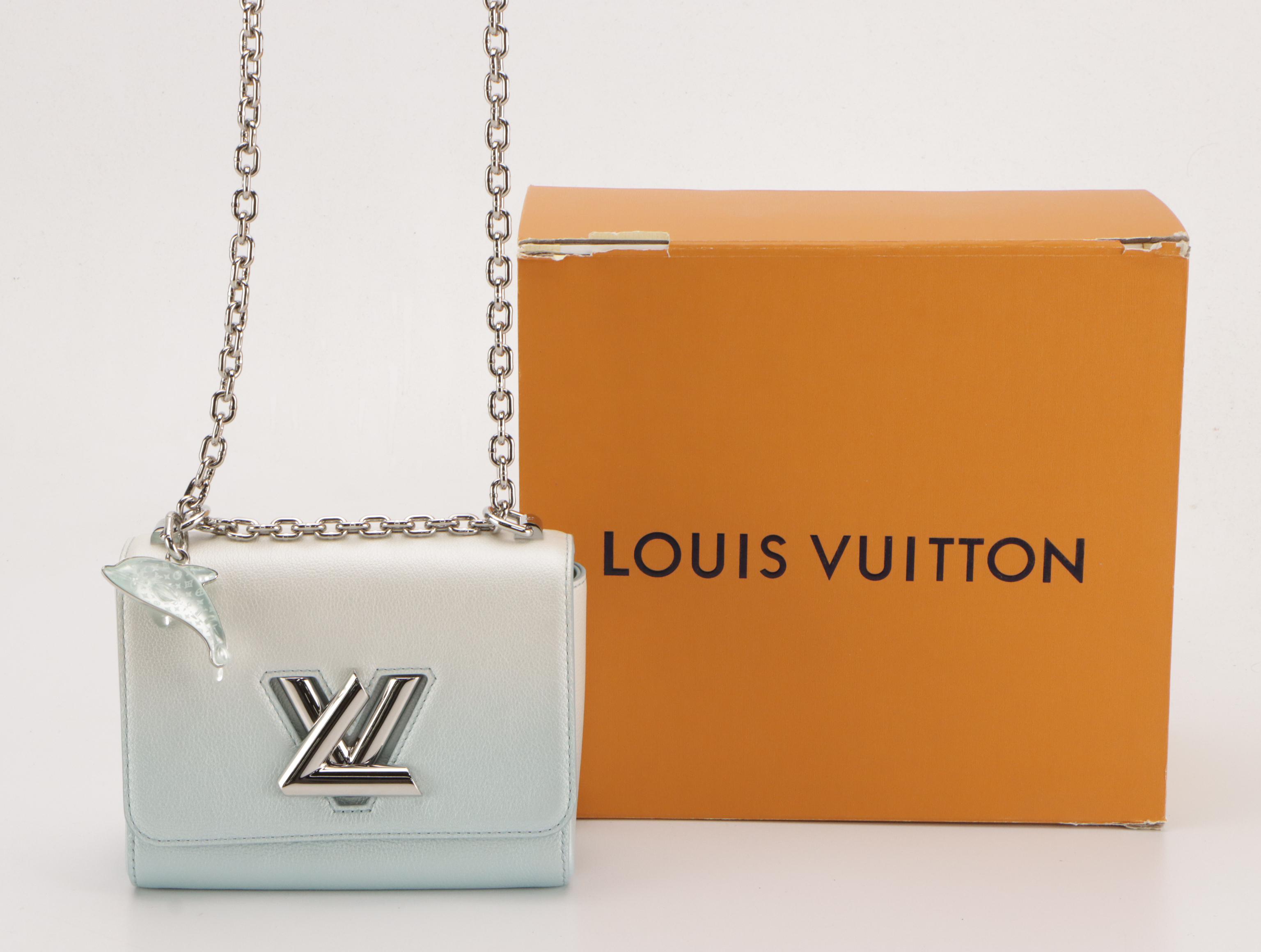 Louis Vuitton Twist PM Bag in Shaded Blue Ombré Leather w/ Dolphin Charm and Box