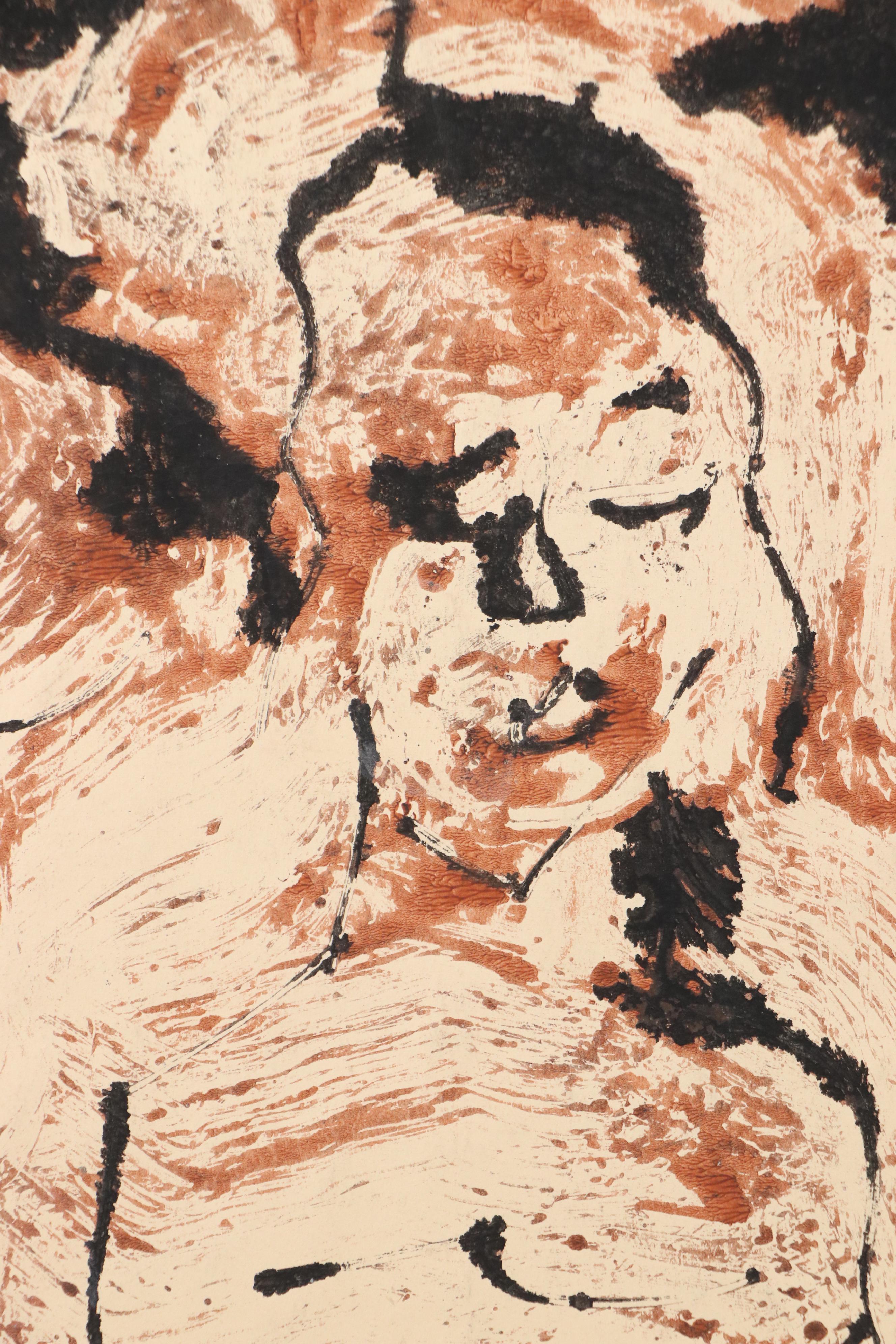 Fred R. Schwartz Figural Experimental Relief Print and Lithograph of Fish