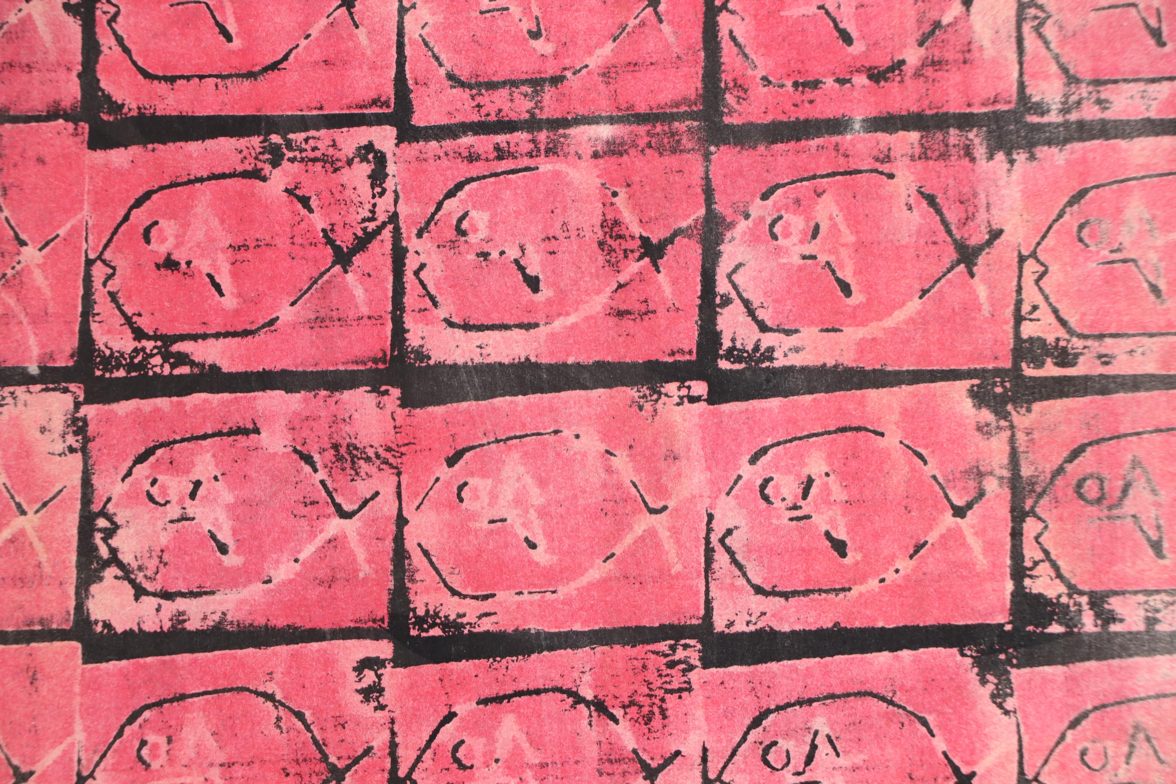 Fred R. Schwartz Figural Experimental Relief Print and Lithograph of Fish