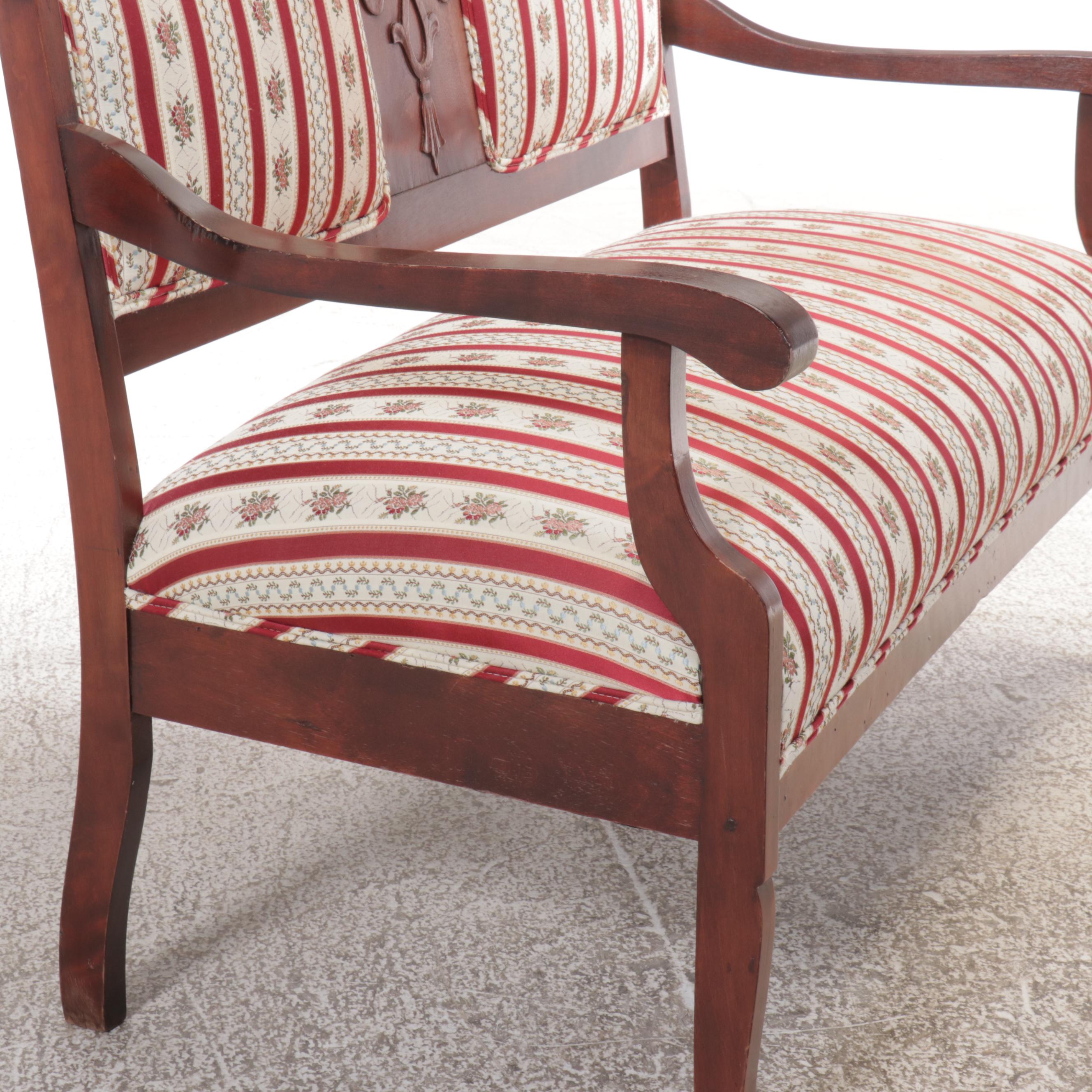 Victorian Carved Mahogany Settee, Late 19th Century