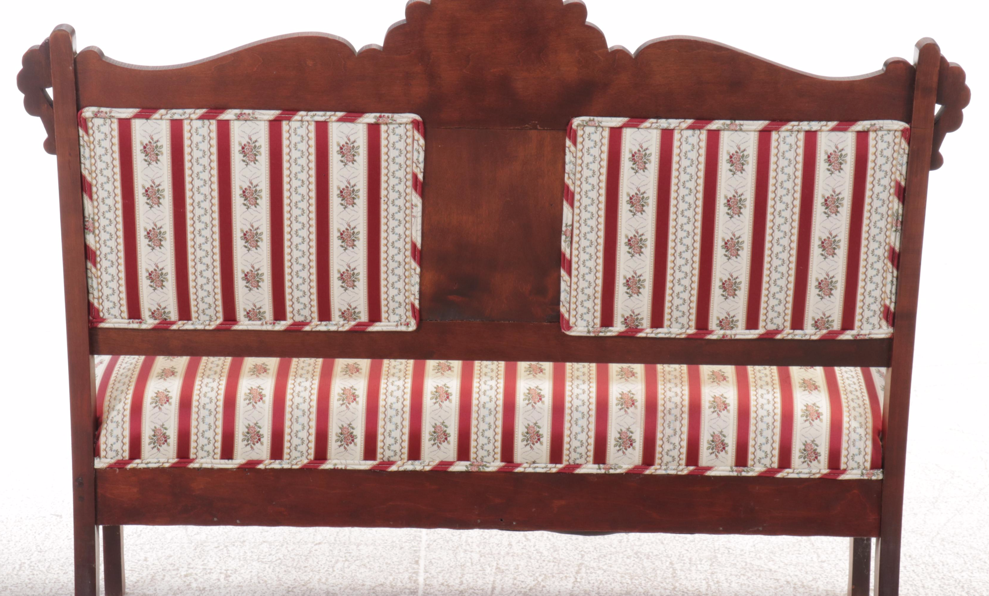 Victorian Carved Mahogany Settee, Late 19th Century