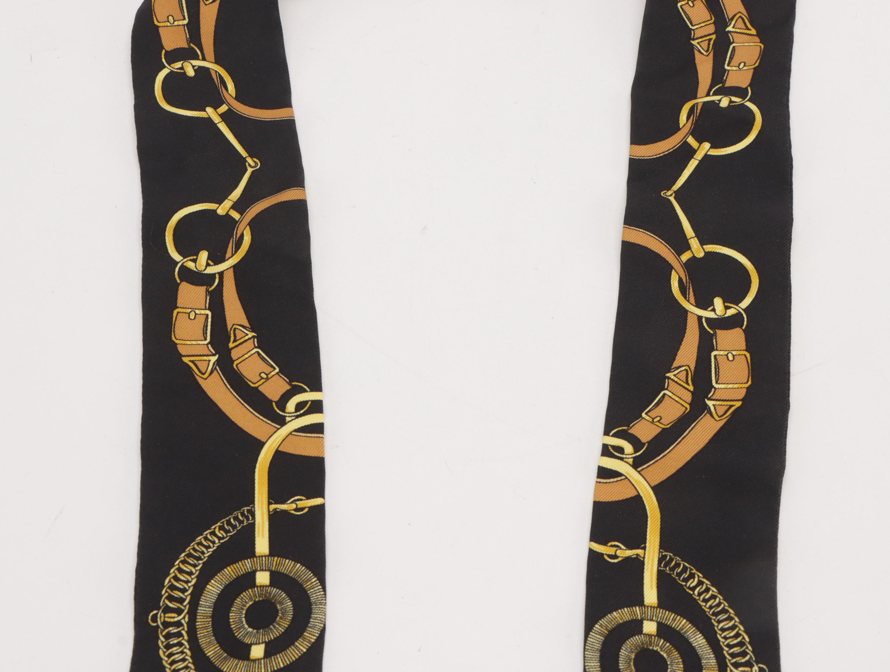 Hermès Equestrian Motif Silk Twilly Scarf