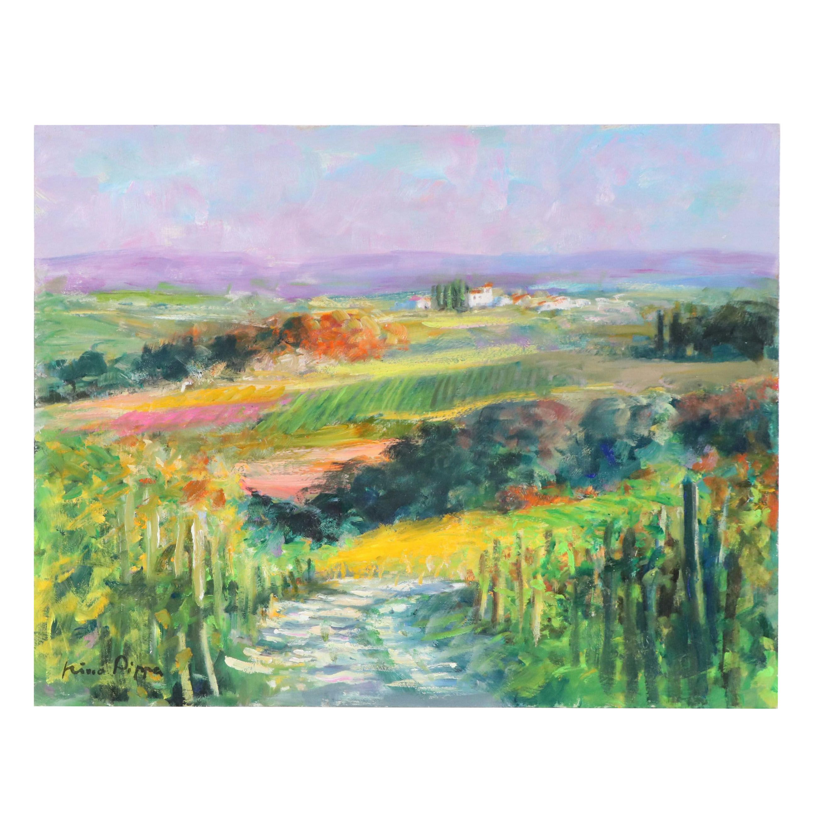 Nino Pippa Landscape Oil Painting "Tuscany Country Road," 2020