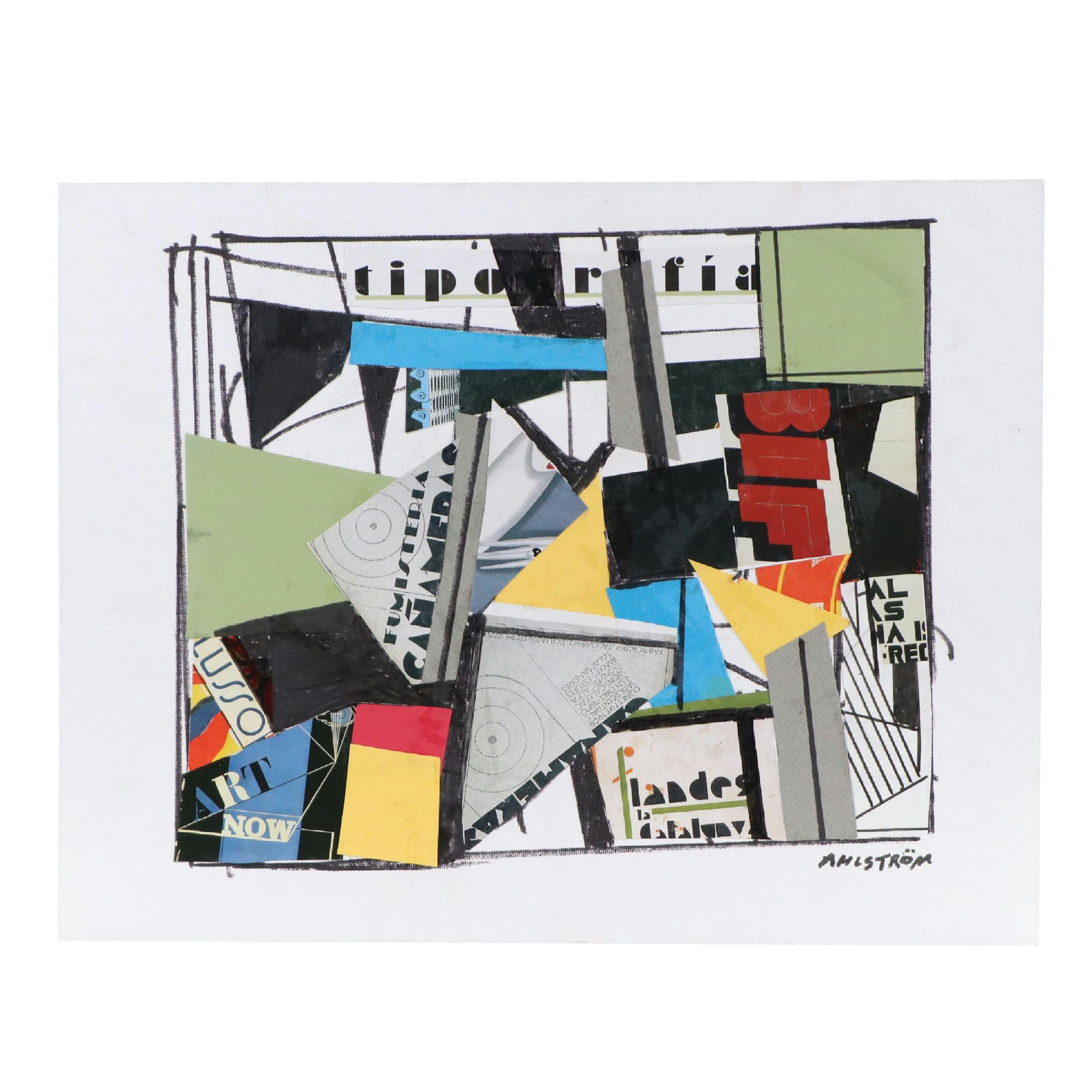 Ronald Ahlström Modern Mixed Media Collage, Late 20th Century