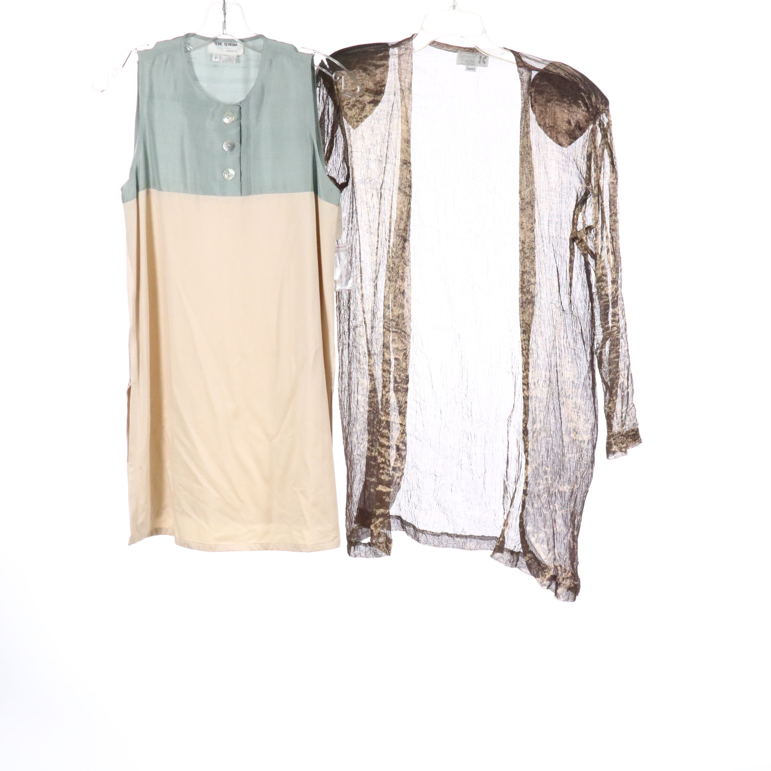 Tere Tereba Silk Sleeveless Dress, Patterned Button-UP and Skirt Set W/ More