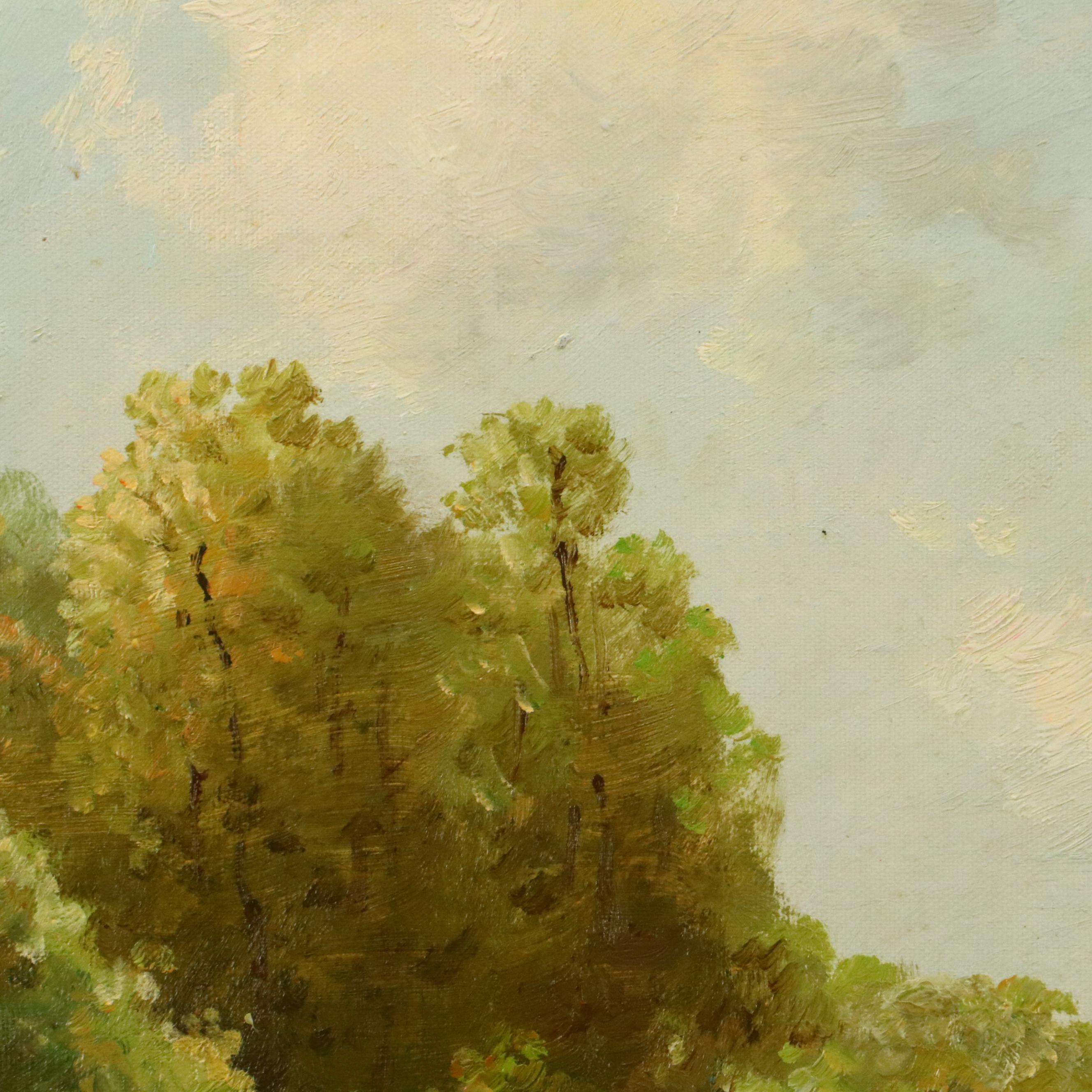 Mario Lazzari Coastal Landscape Oil Painting, Late 20th Century