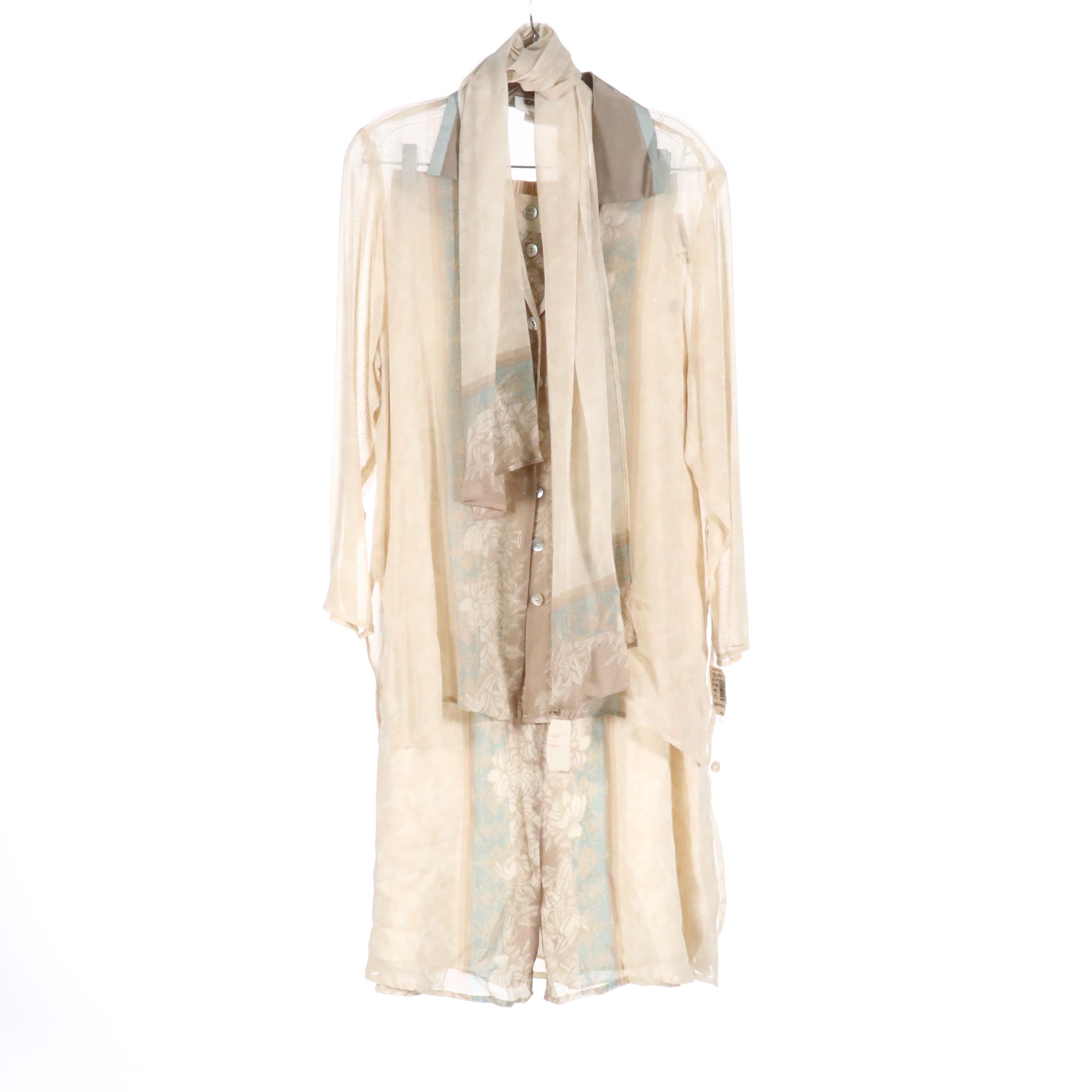 Tere Tereba Silk Sleeveless Dress, Patterned Button-UP and Skirt Set W/ More