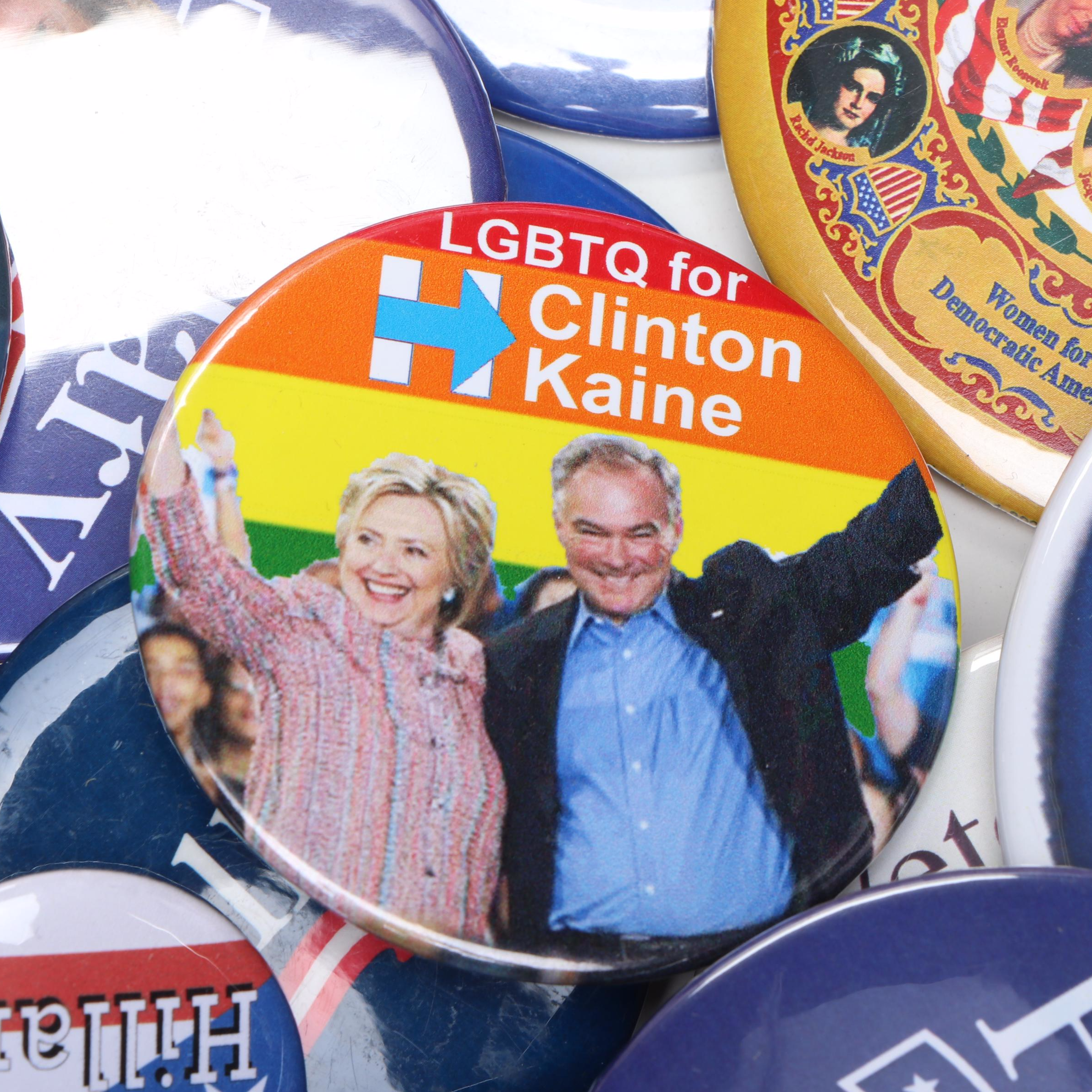 Bill & Hillary Clinton, Tim Kaine with Other Political Posters, Pinbacks, More
