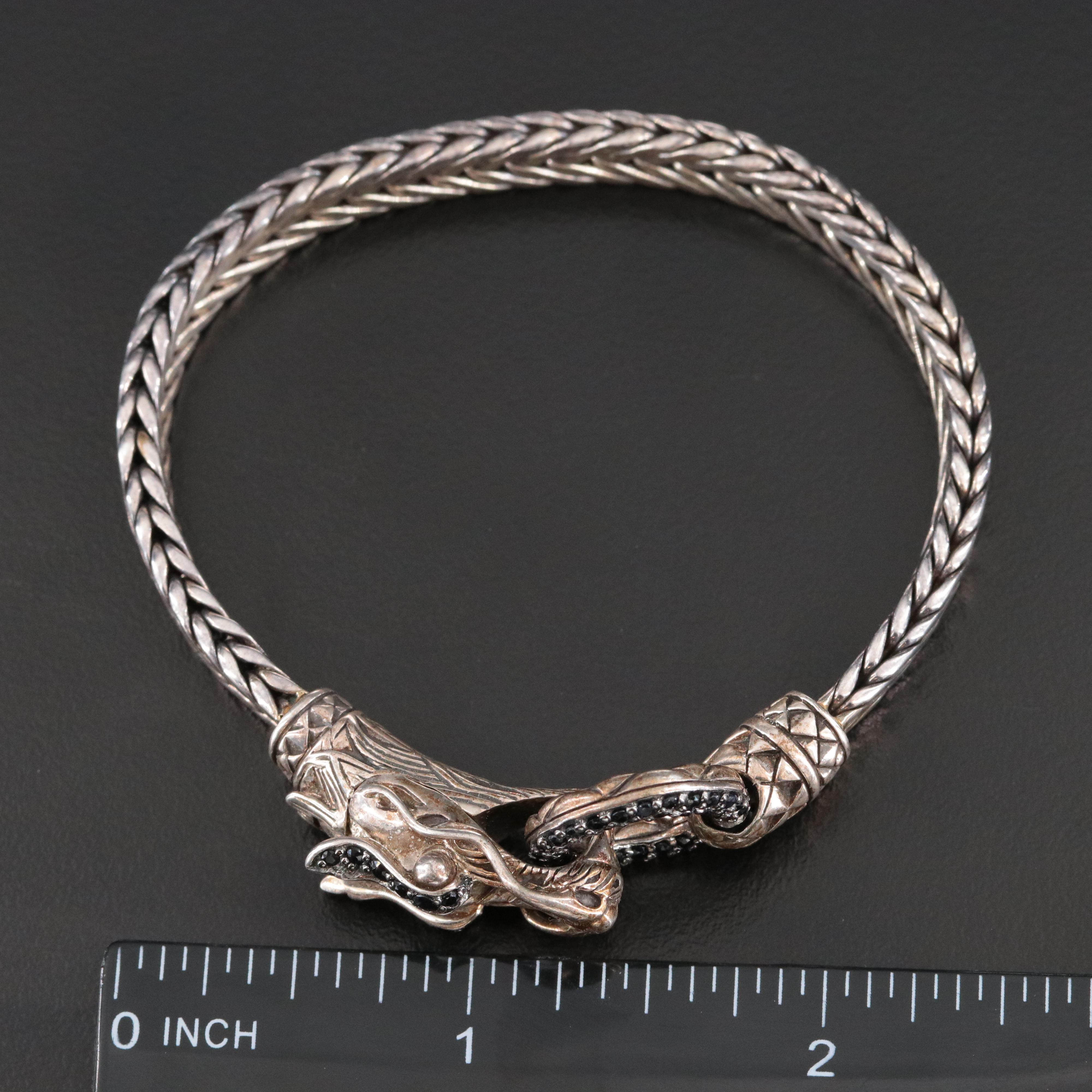 John Hardy Legends Naga Sterling and Black Sapphire Bracelet