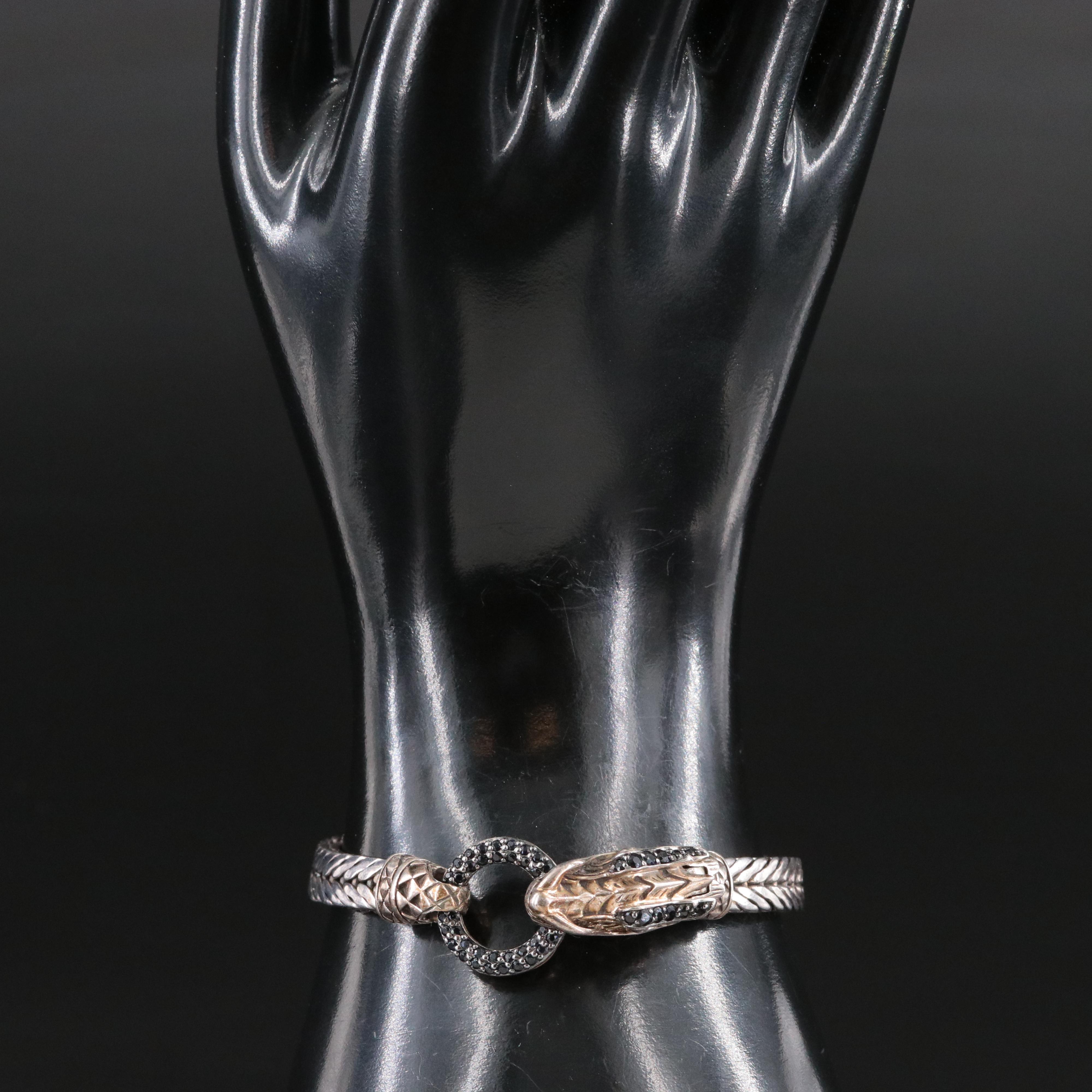 John Hardy Legends Naga Sterling and Black Sapphire Bracelet