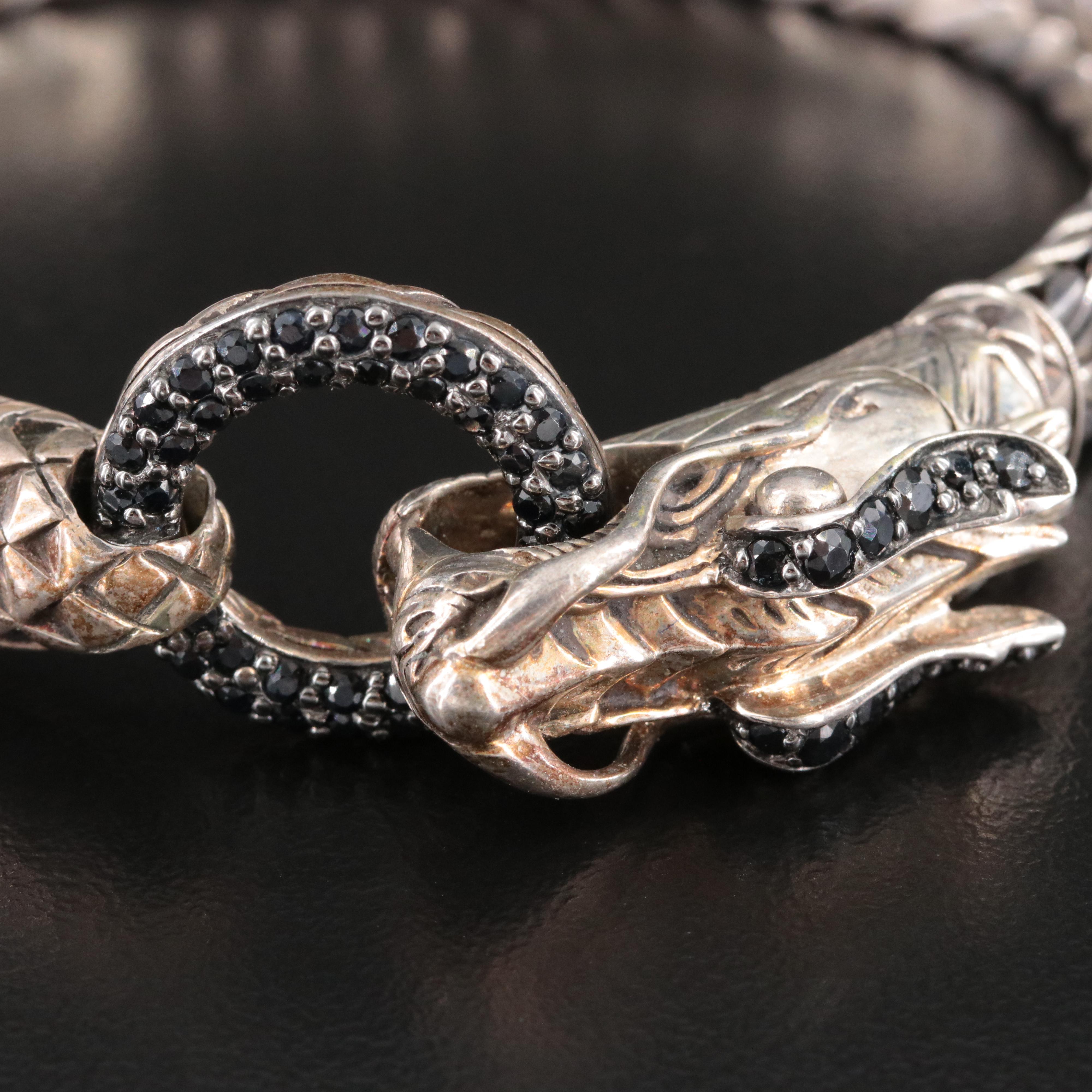 John Hardy Legends Naga Sterling and Black Sapphire Bracelet