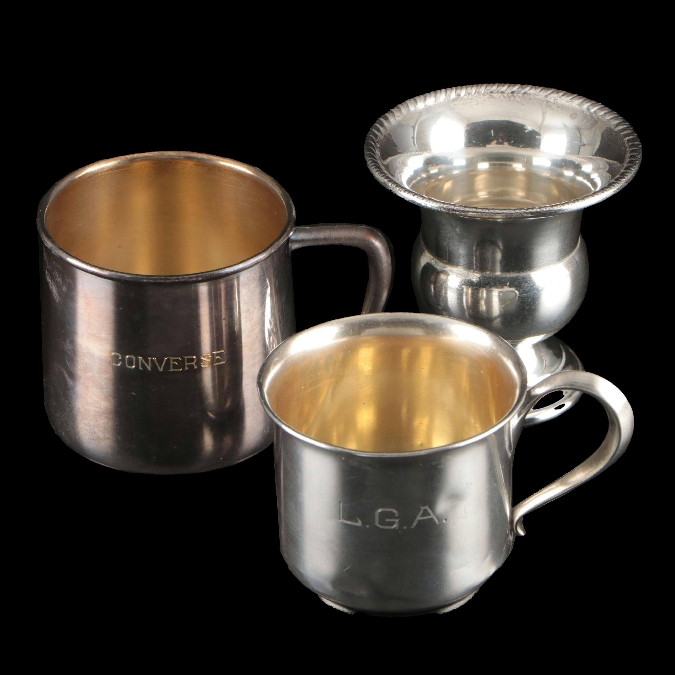 Wee-Folk's Sterling Children's Cup with Diminutive Urn and Silver Plate Cup