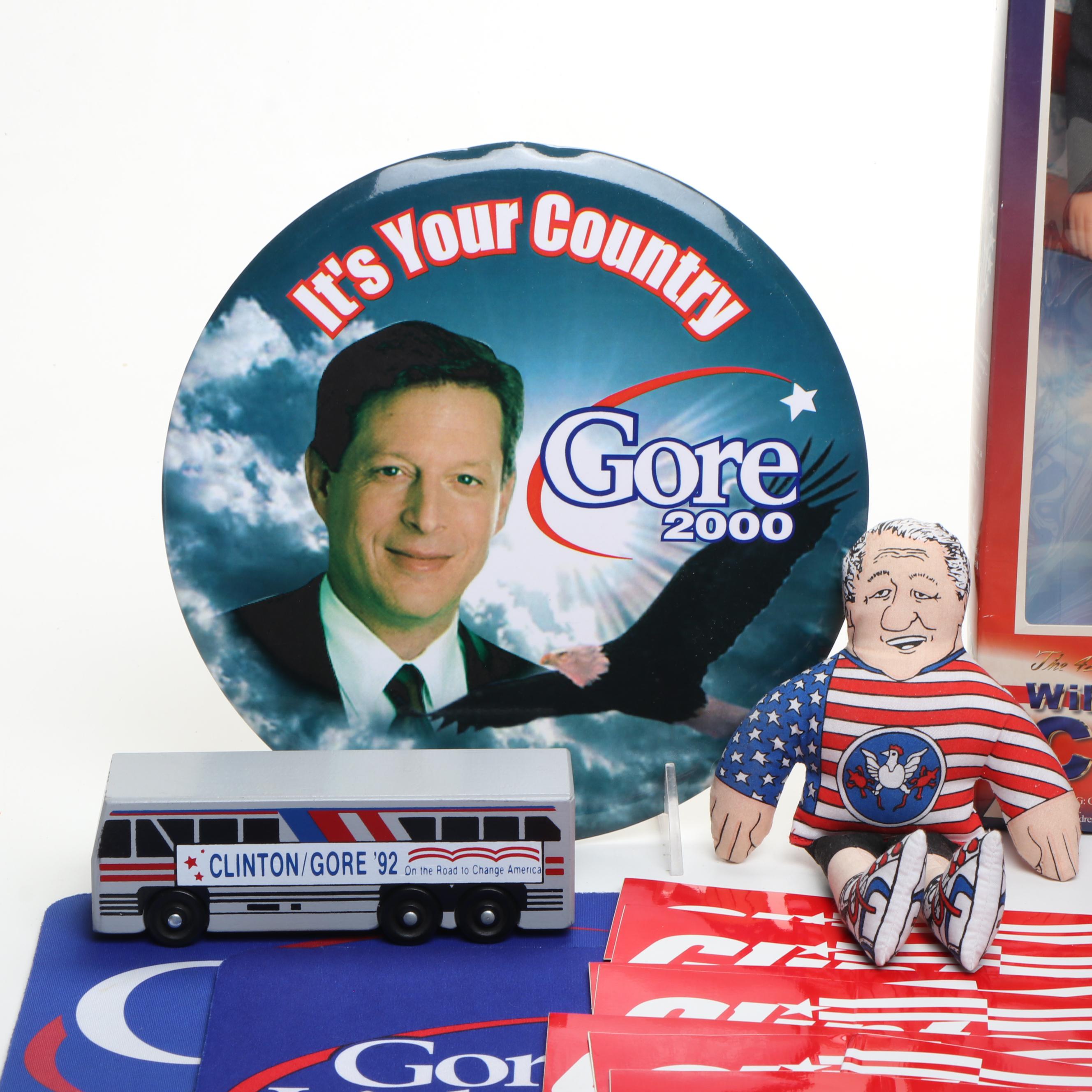 Hillary Clinton, Bill Clinton and Al Gore Pinbacks, More Campaign Memorabilia