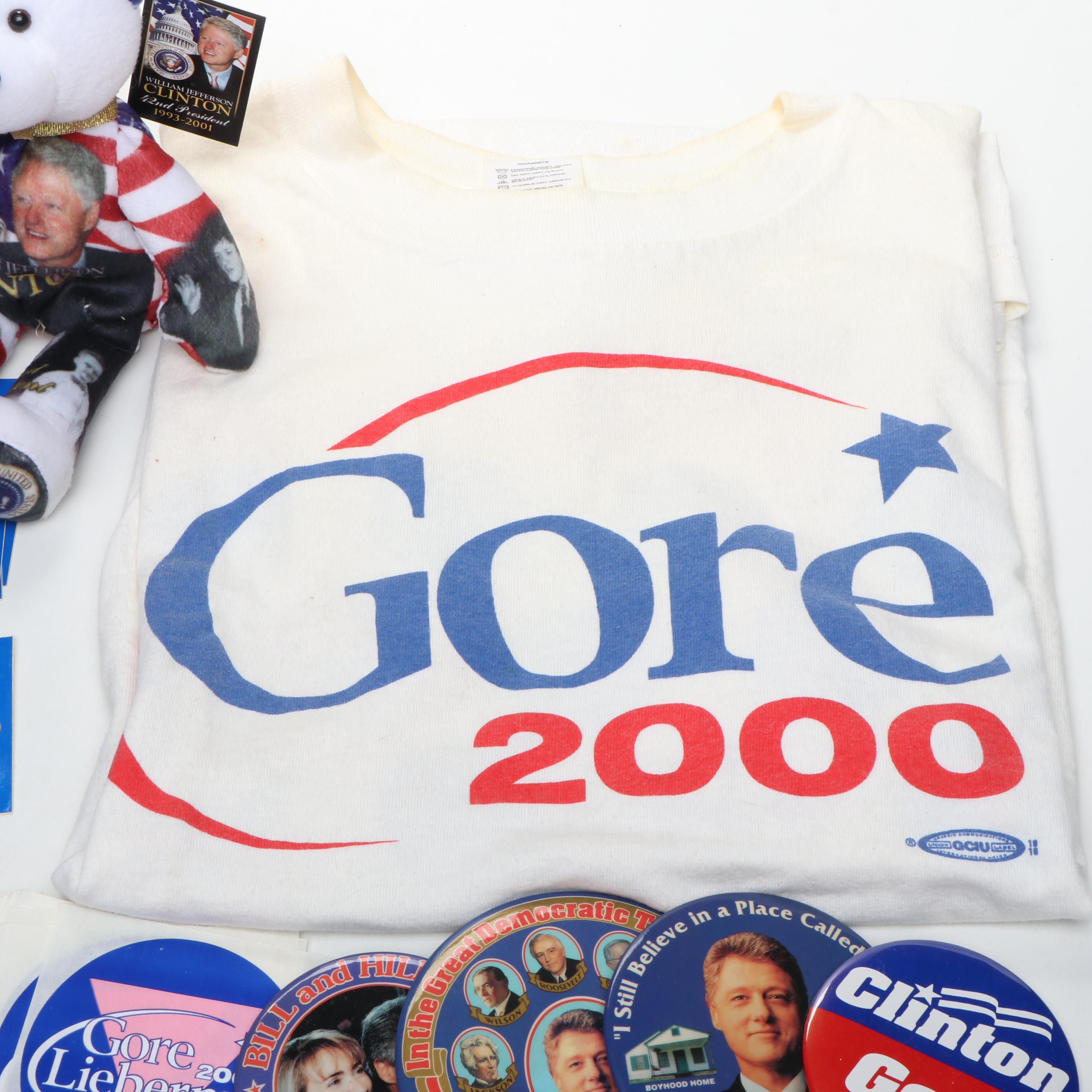 Hillary Clinton, Bill Clinton and Al Gore Pinbacks, More Campaign Memorabilia