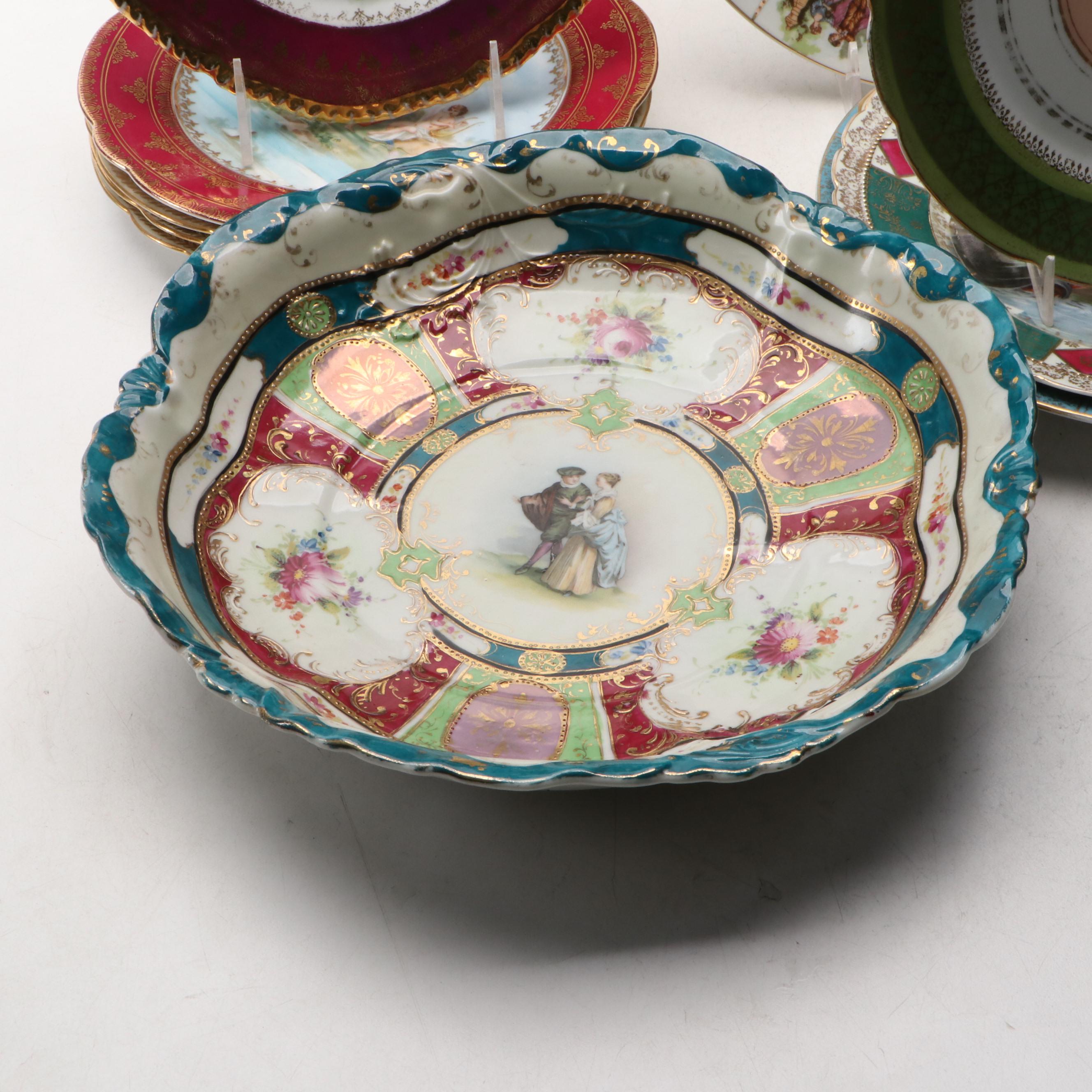 Royal Vienna Style Porcelain Cabinet Plates and Bowls