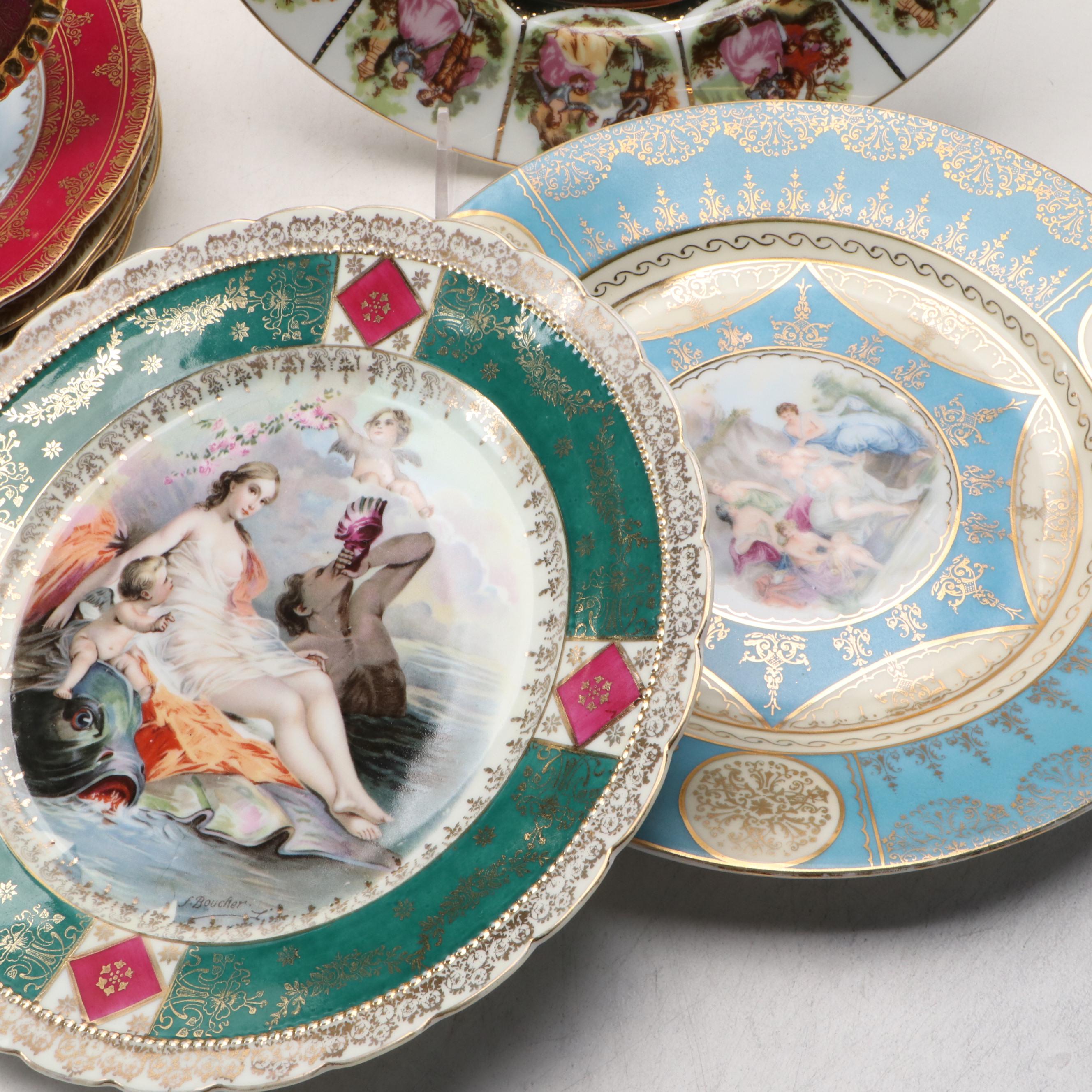 Royal Vienna Style Porcelain Cabinet Plates and Bowls