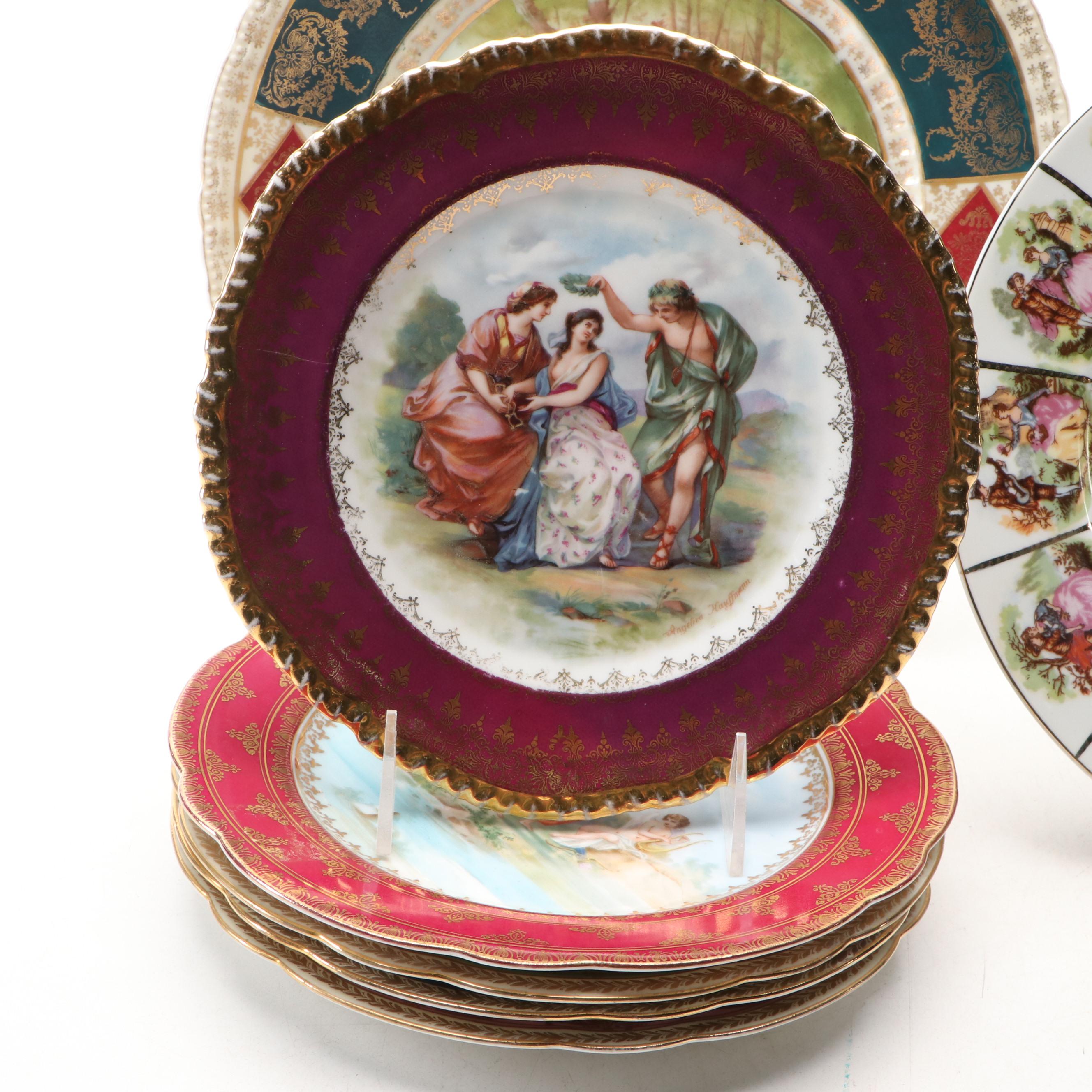 Royal Vienna Style Porcelain Cabinet Plates and Bowls