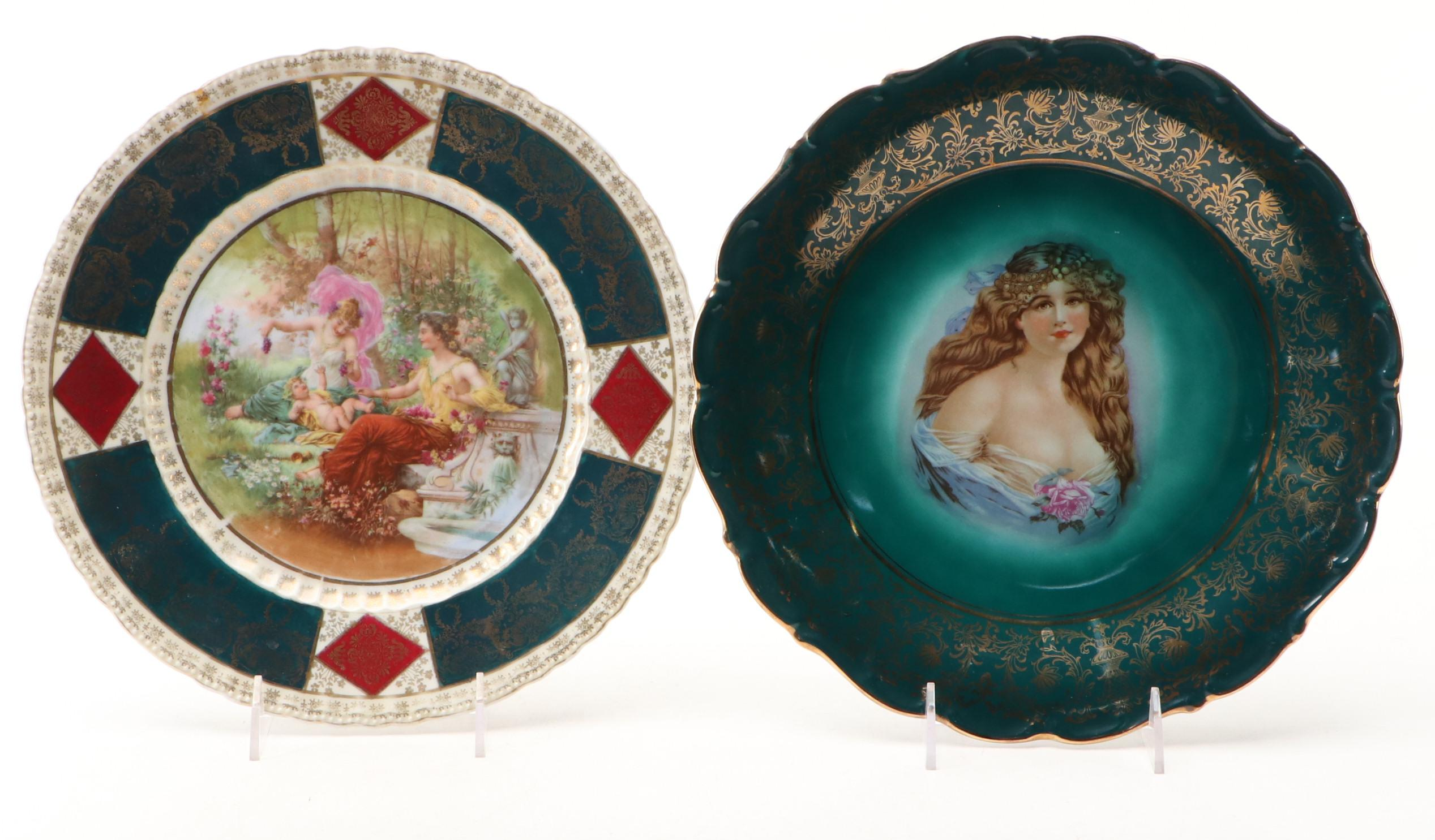 Royal Vienna Style Porcelain Cabinet Plates and Bowls