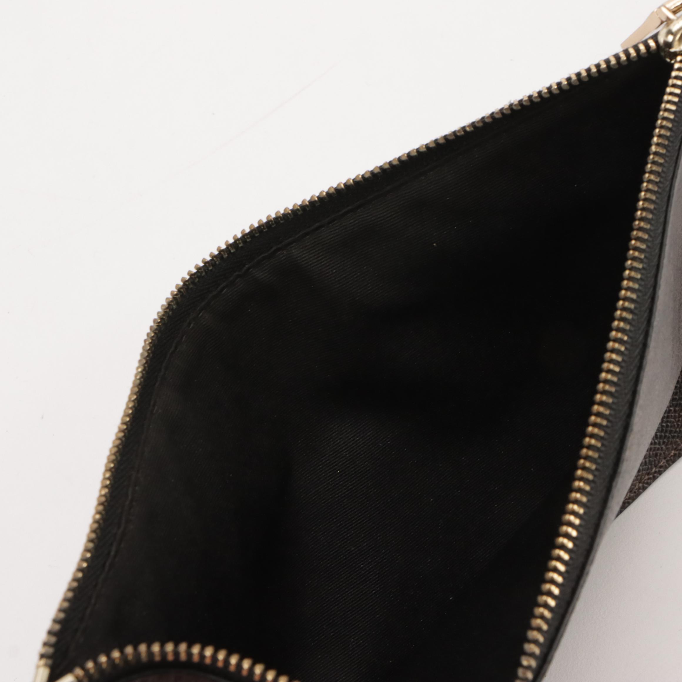 Coach Signature Canvas and White Leather Inserts, Zip Pouch and Phone Holder