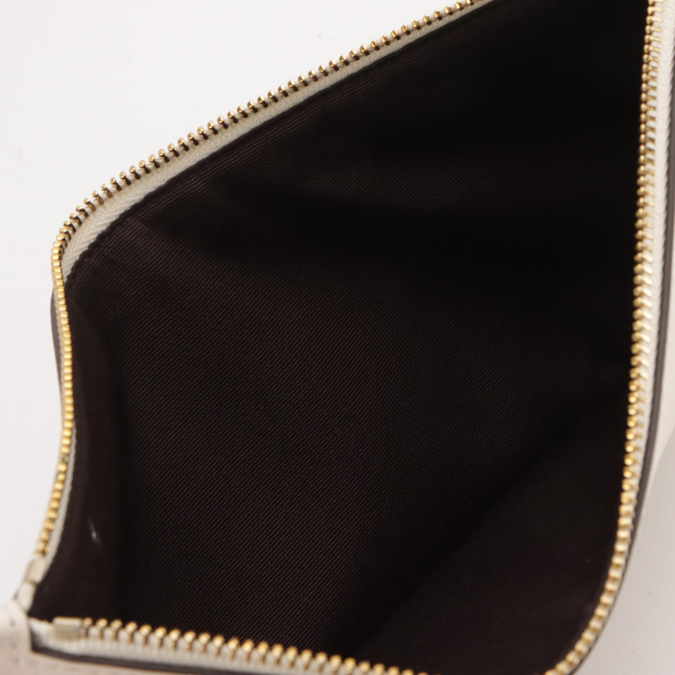 Coach Signature Canvas and White Leather Inserts, Zip Pouch and Phone Holder