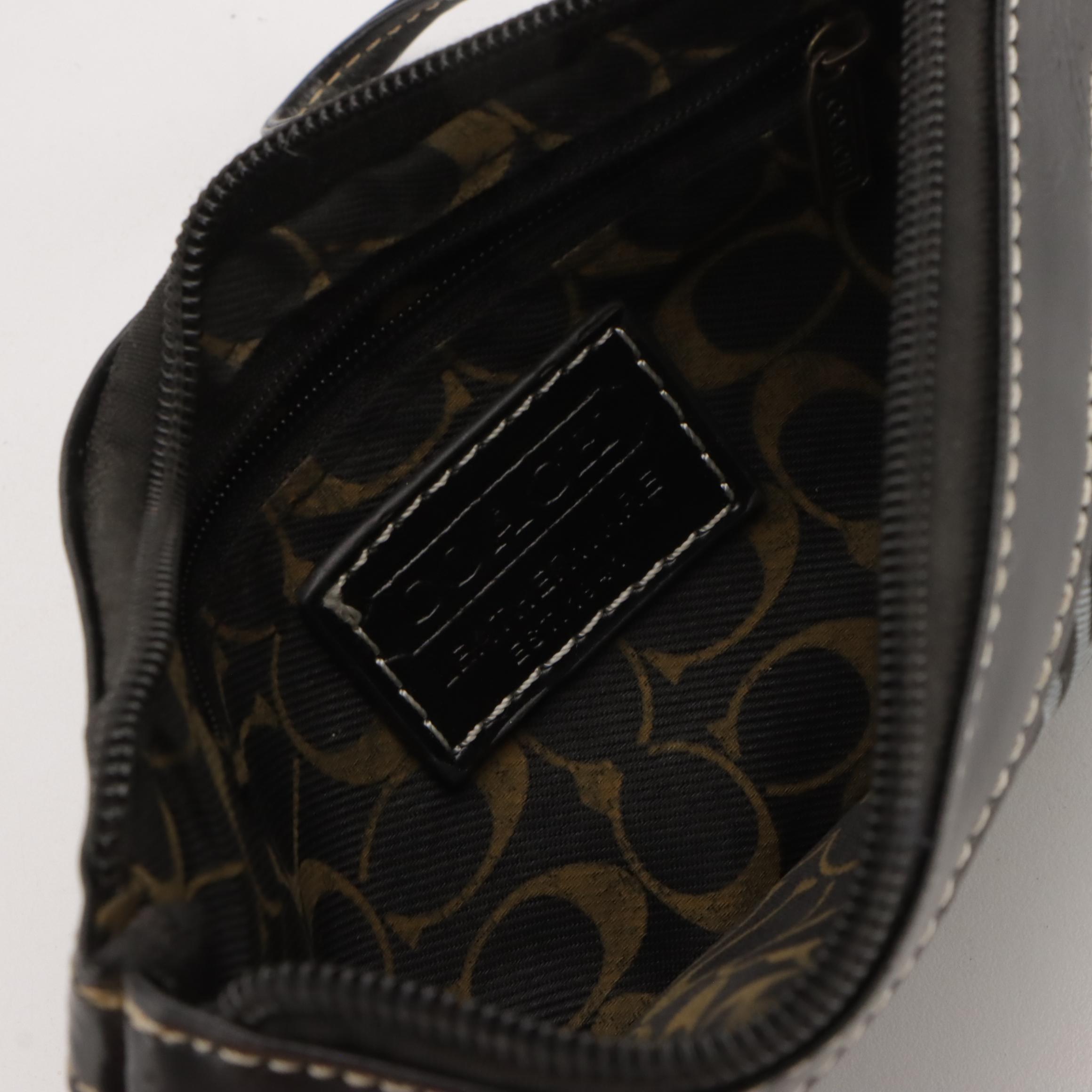 Coach Signature Canvas and White Leather Inserts, Zip Pouch and Phone Holder