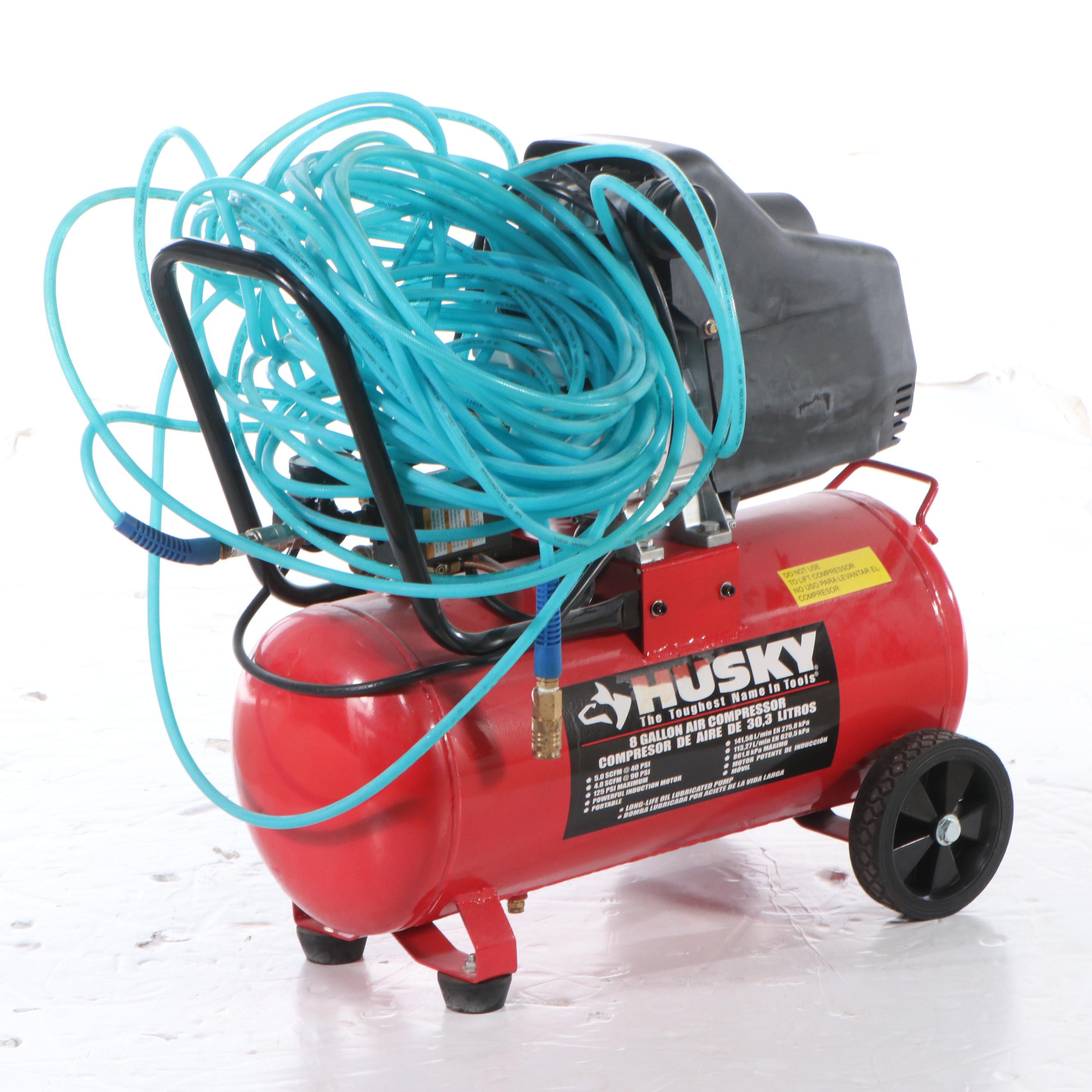 Husky Portable 8-Gallon Cylinder Air Compressor with Hose
