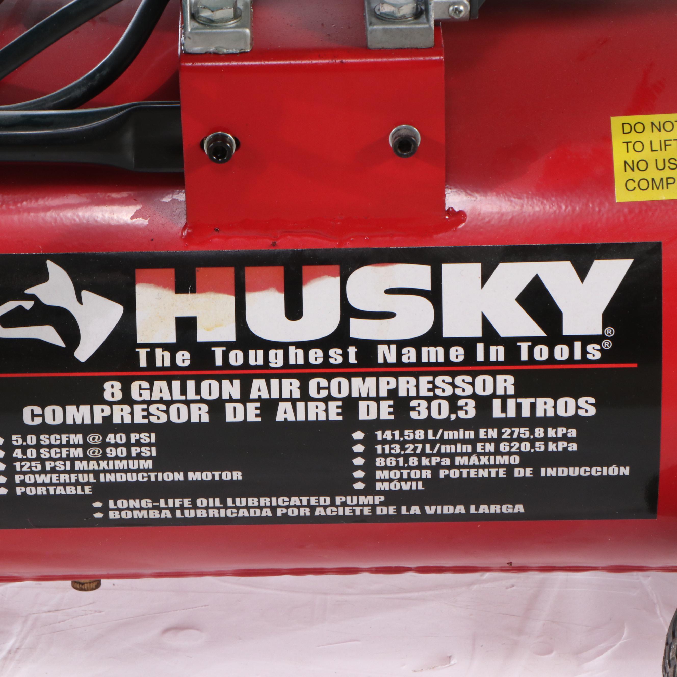 Husky Portable 8-Gallon Cylinder Air Compressor with Hose