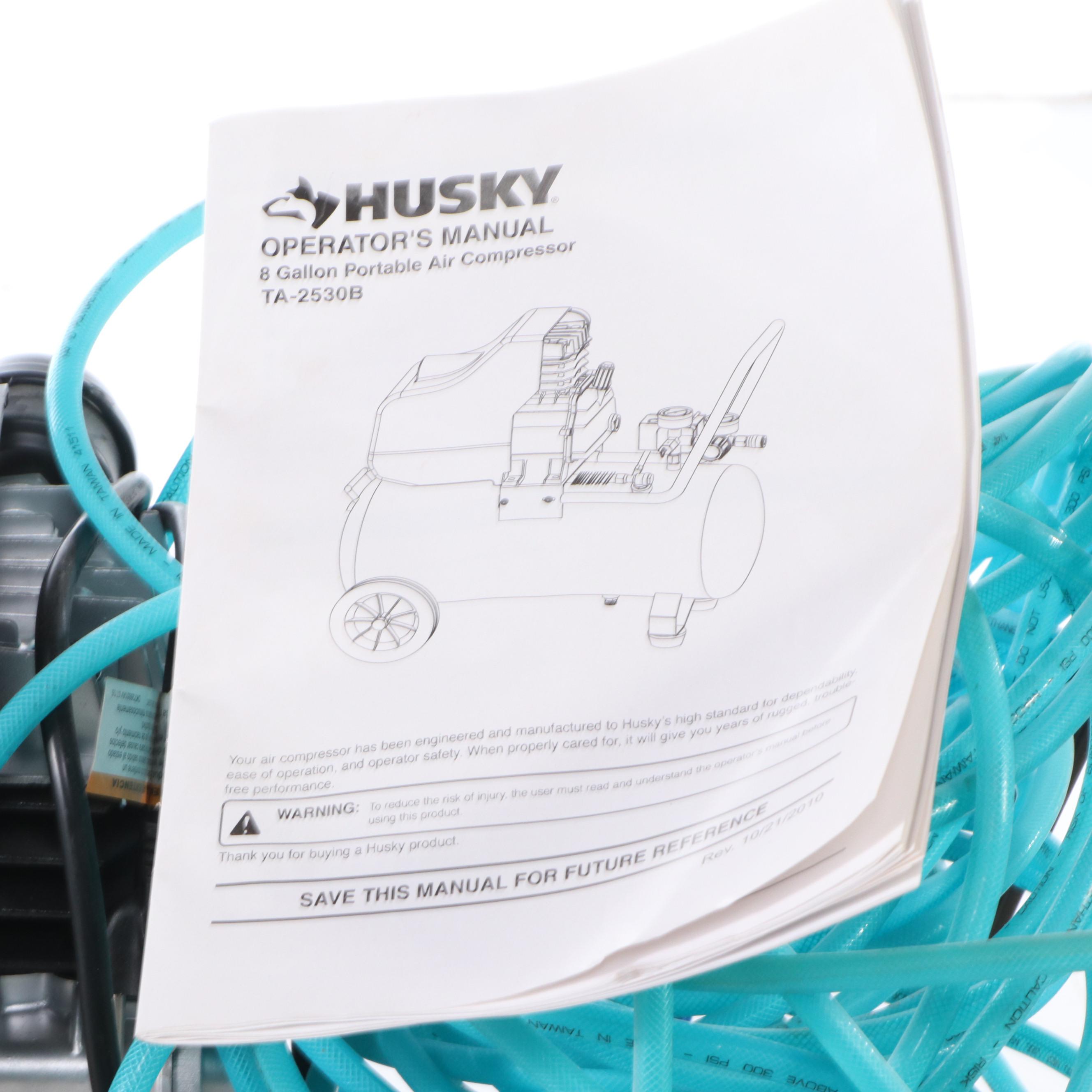 Husky Portable 8-Gallon Cylinder Air Compressor with Hose