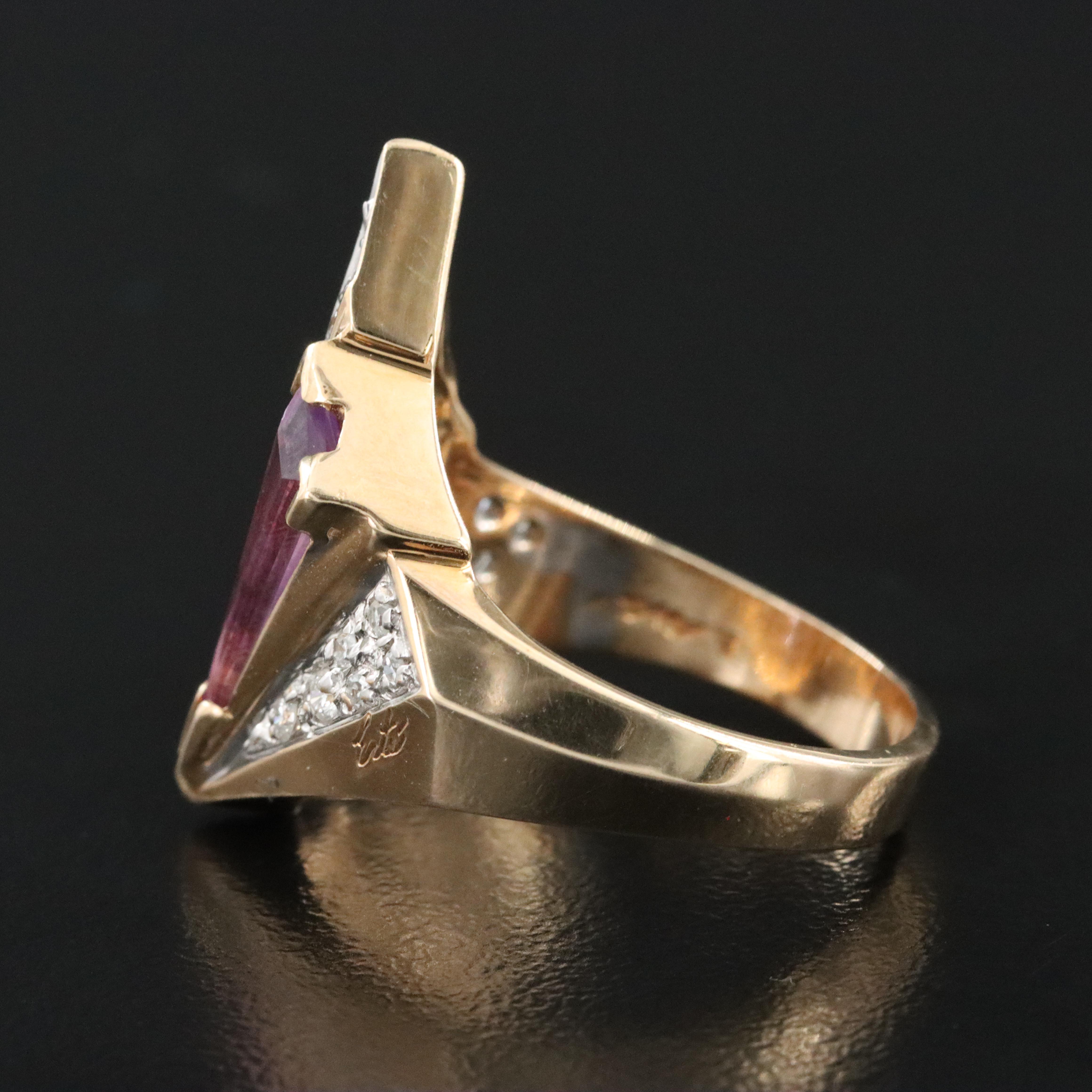 Erté by Circle of Fine Arts 14K Amethyst and Diamond Ring