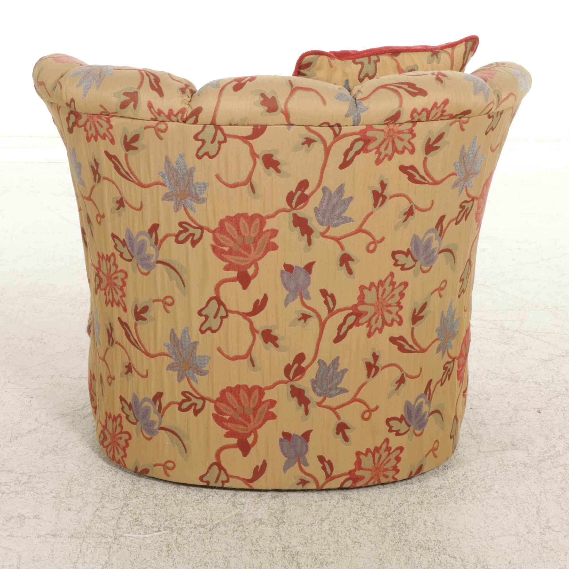 Upholstered Fan-Back Armchair and Ottoman