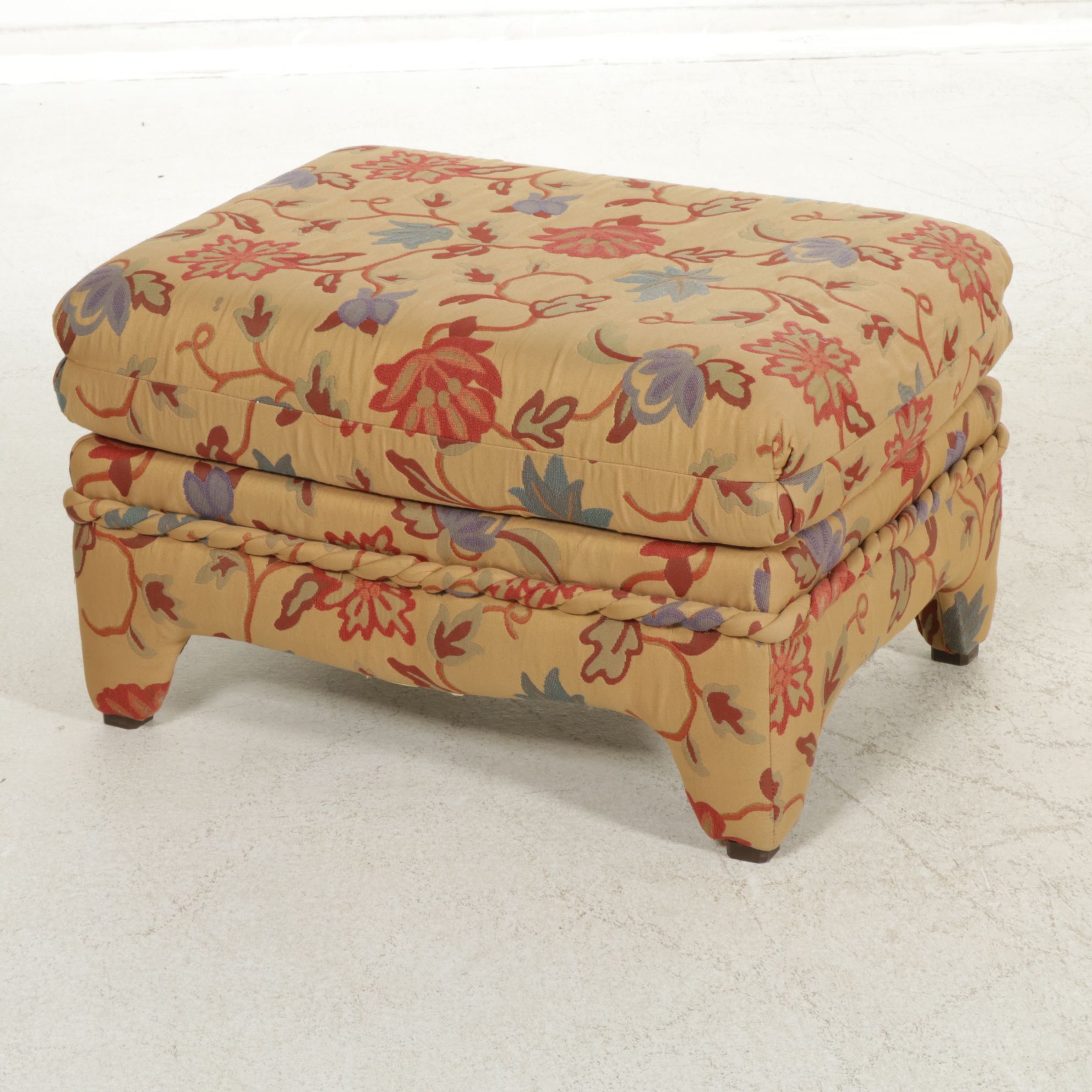 Upholstered Fan-Back Armchair and Ottoman