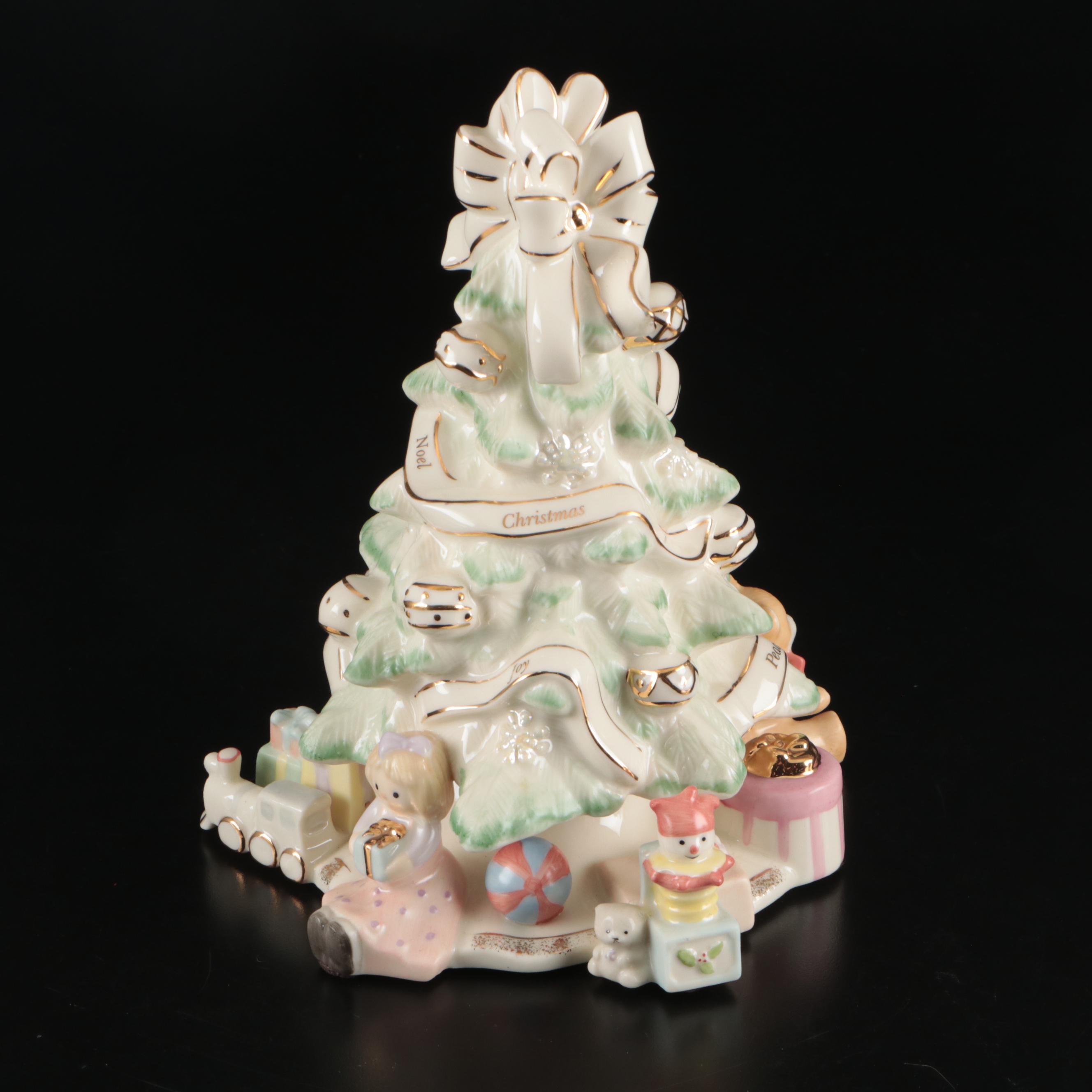 Lenox "Holiday Tartan" Teapot with Holiday Traditions Ceramic Christmas Tree