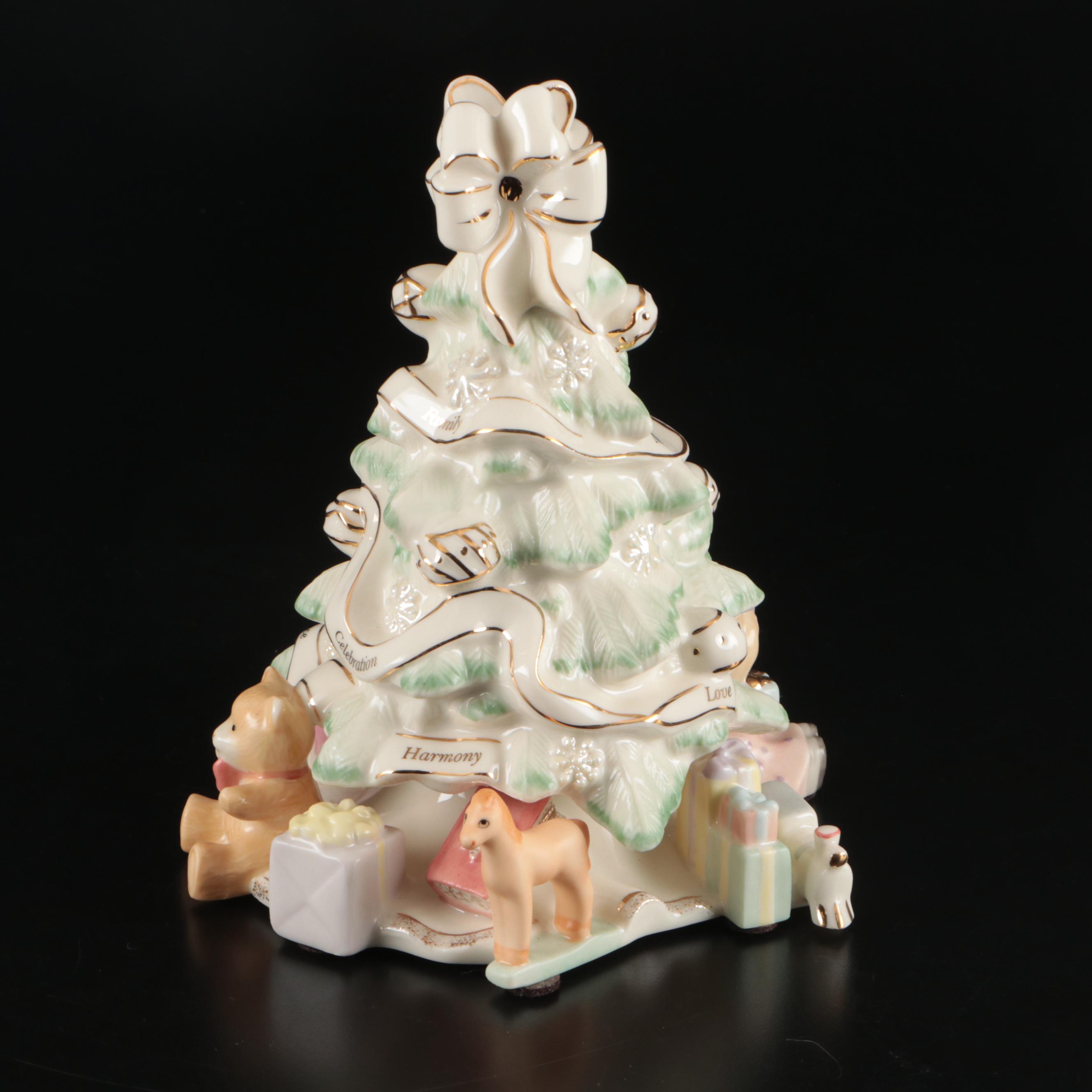 Lenox "Holiday Tartan" Teapot with Holiday Traditions Ceramic Christmas Tree