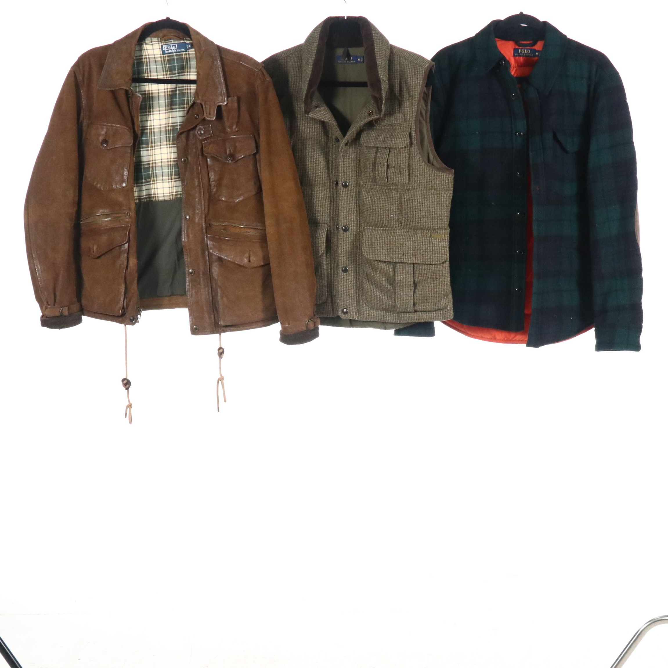 Polo Ralph Lauren Wool Puffer Vest and Shirt Jacket, Oiled Nubuck Suede Jacket