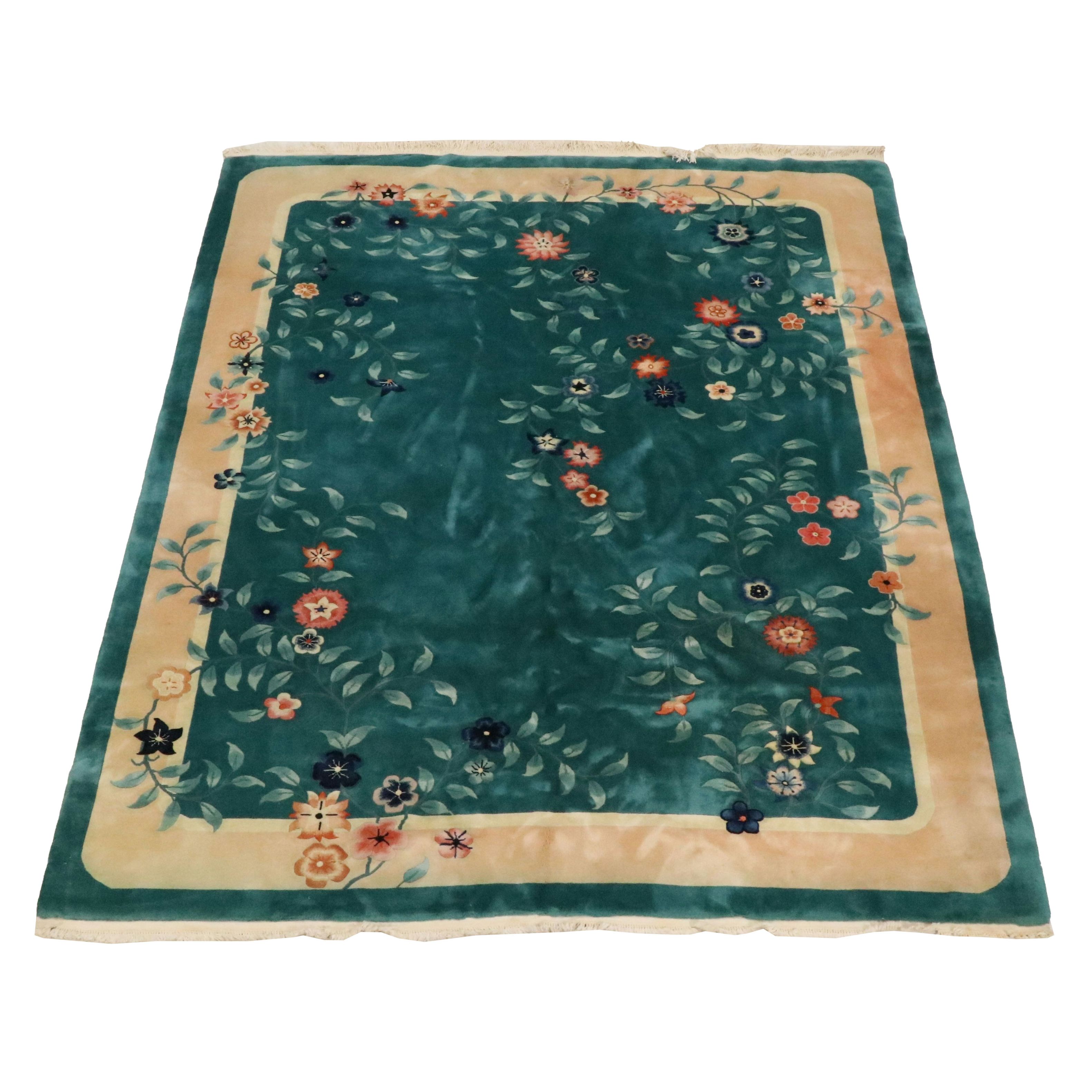 7'10 x 10'4 Hand-Knotted and Carved Chinese Art Nichols Style Area Rug