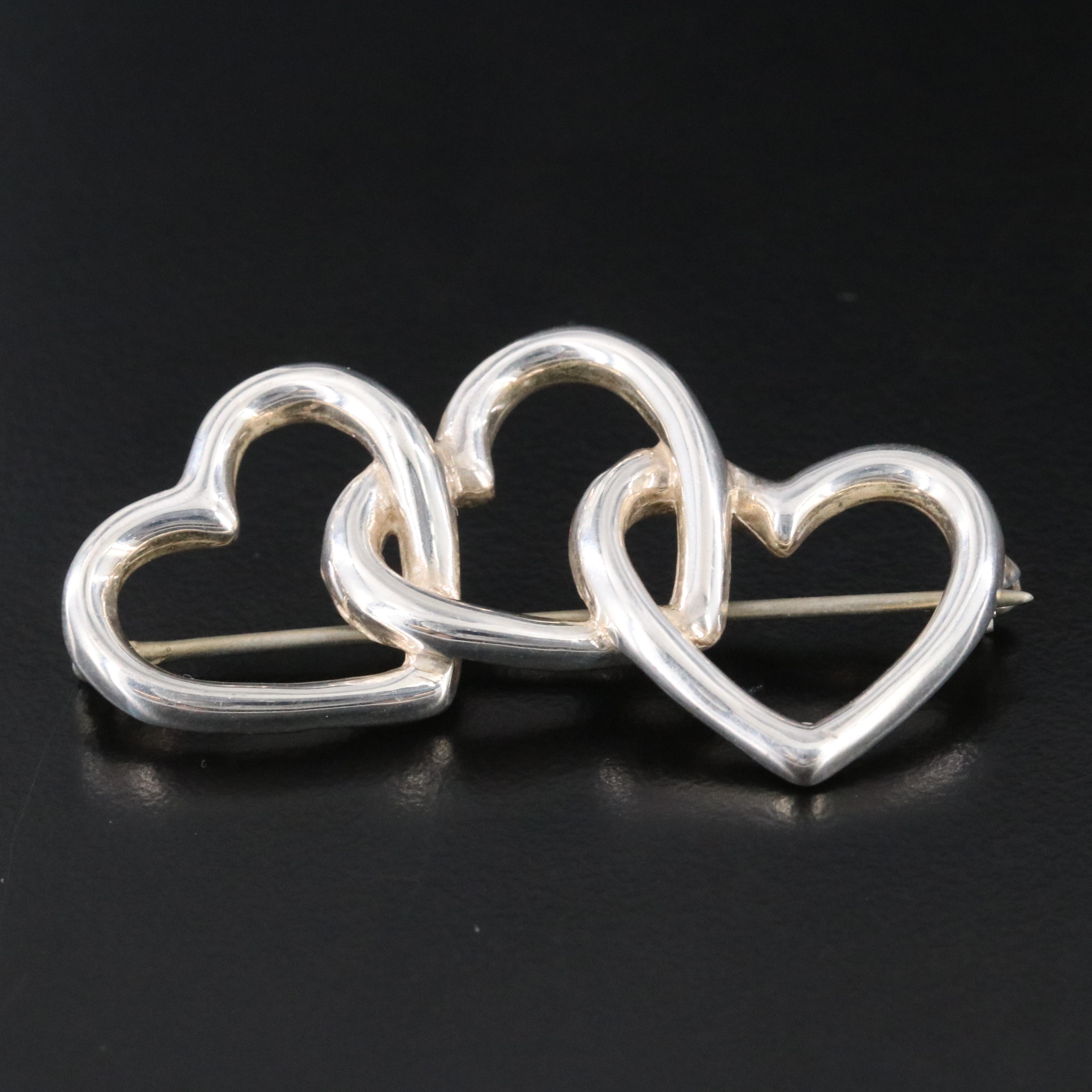 Tiffany & Co. Sterling Triple Heart Brooch