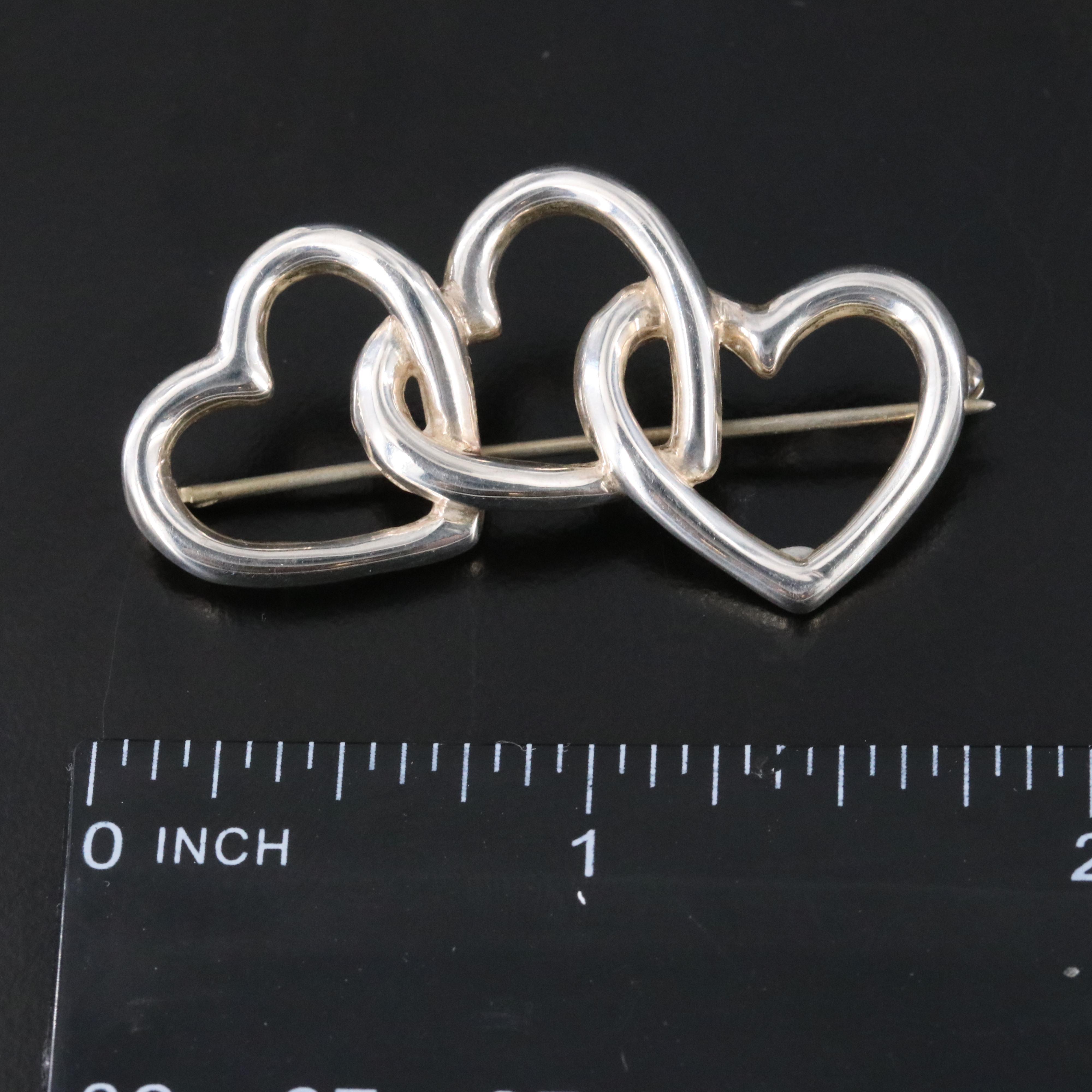 Tiffany & Co. Sterling Triple Heart Brooch