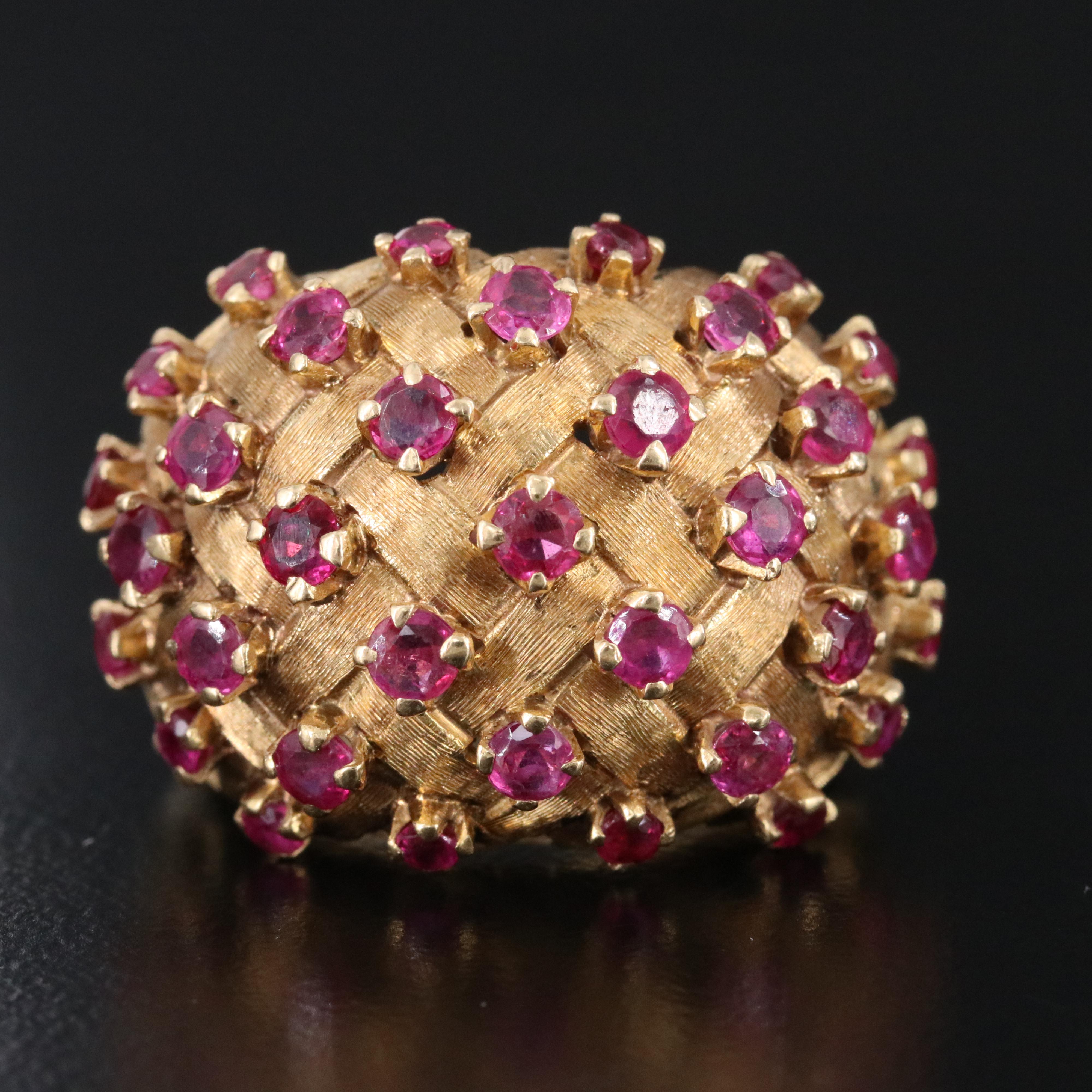 Tiffany & Co. Vannerie 18K Ruby Dome Ring Vintage