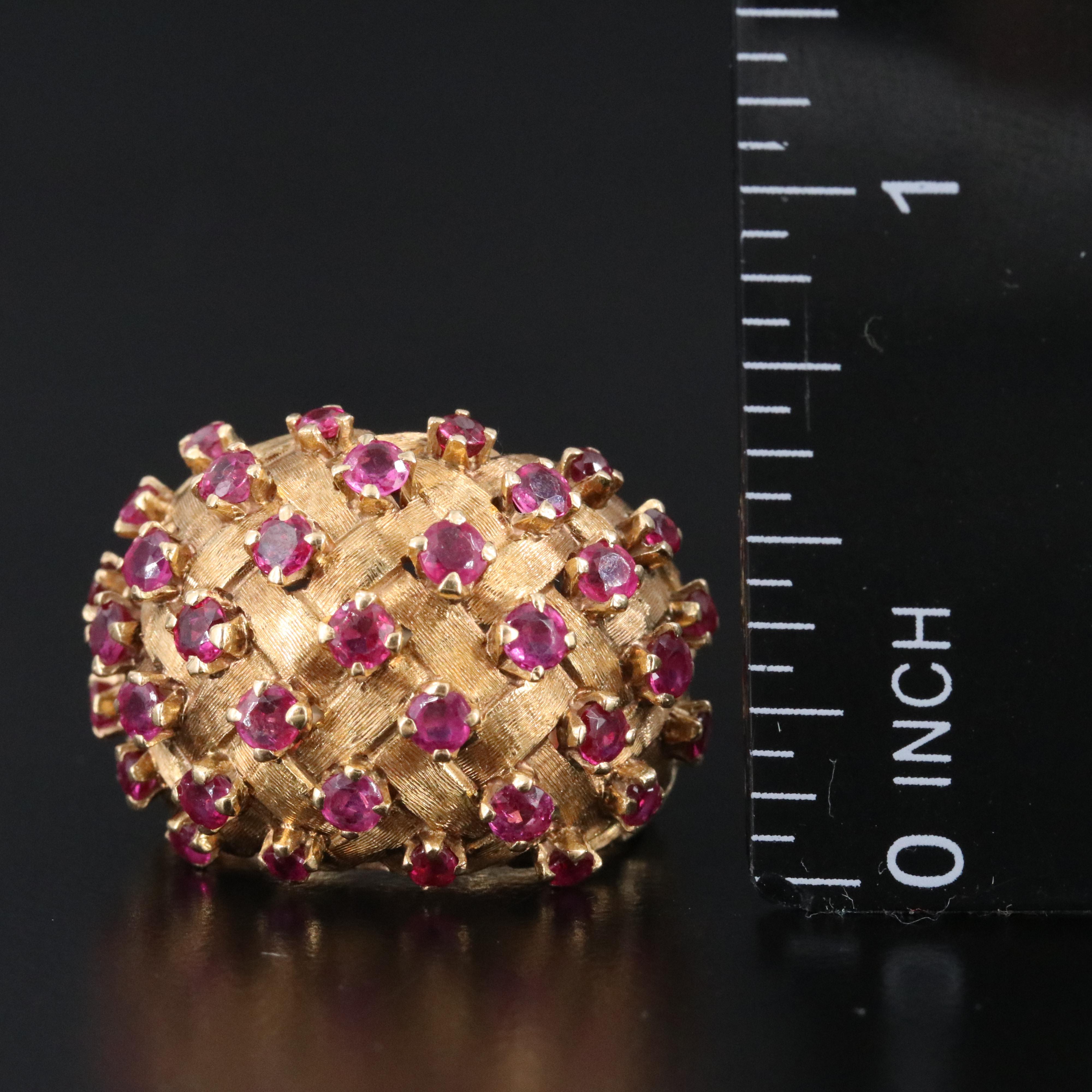 Tiffany & Co. Vannerie 18K Ruby Dome Ring Vintage