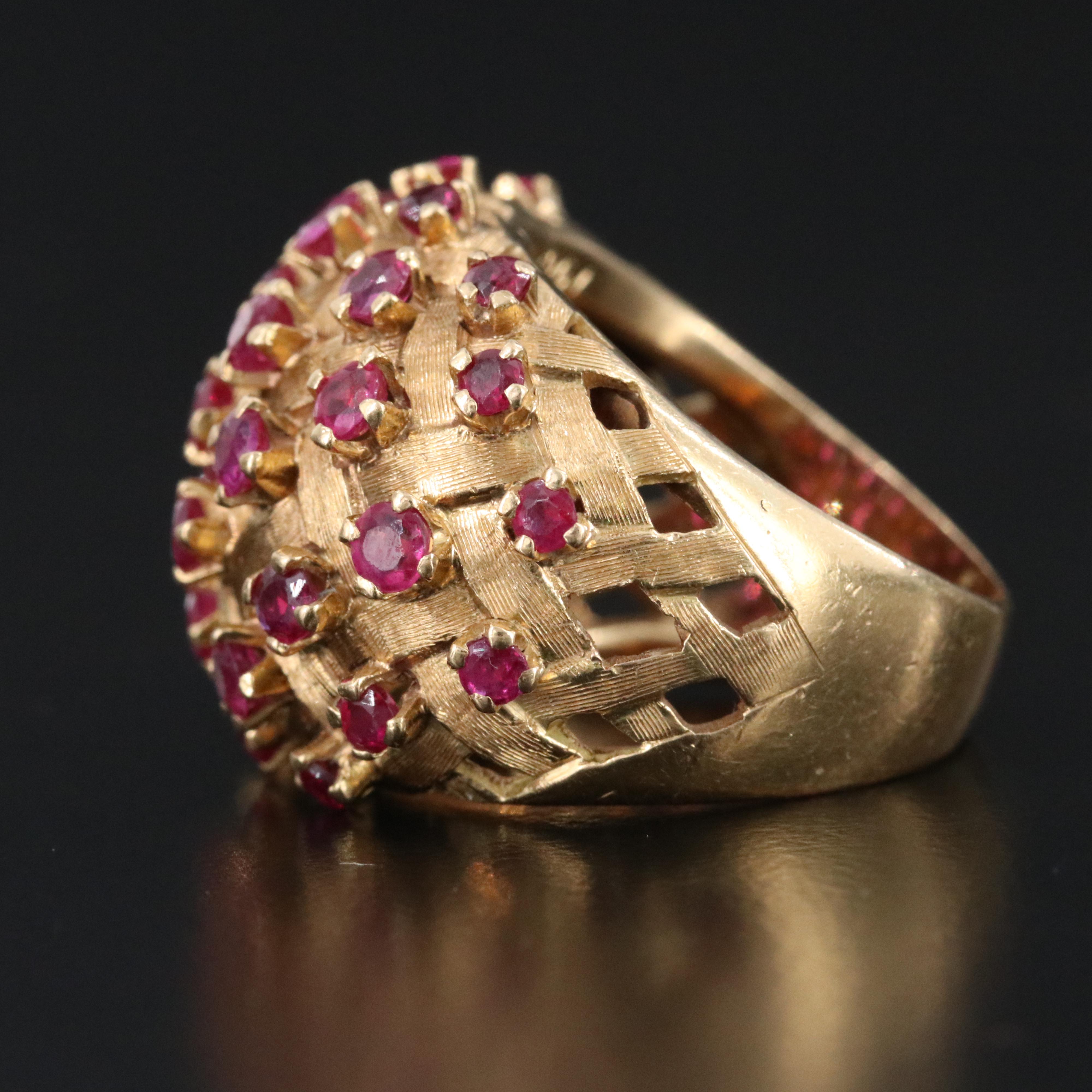 Tiffany & Co. Vannerie 18K Ruby Dome Ring Vintage