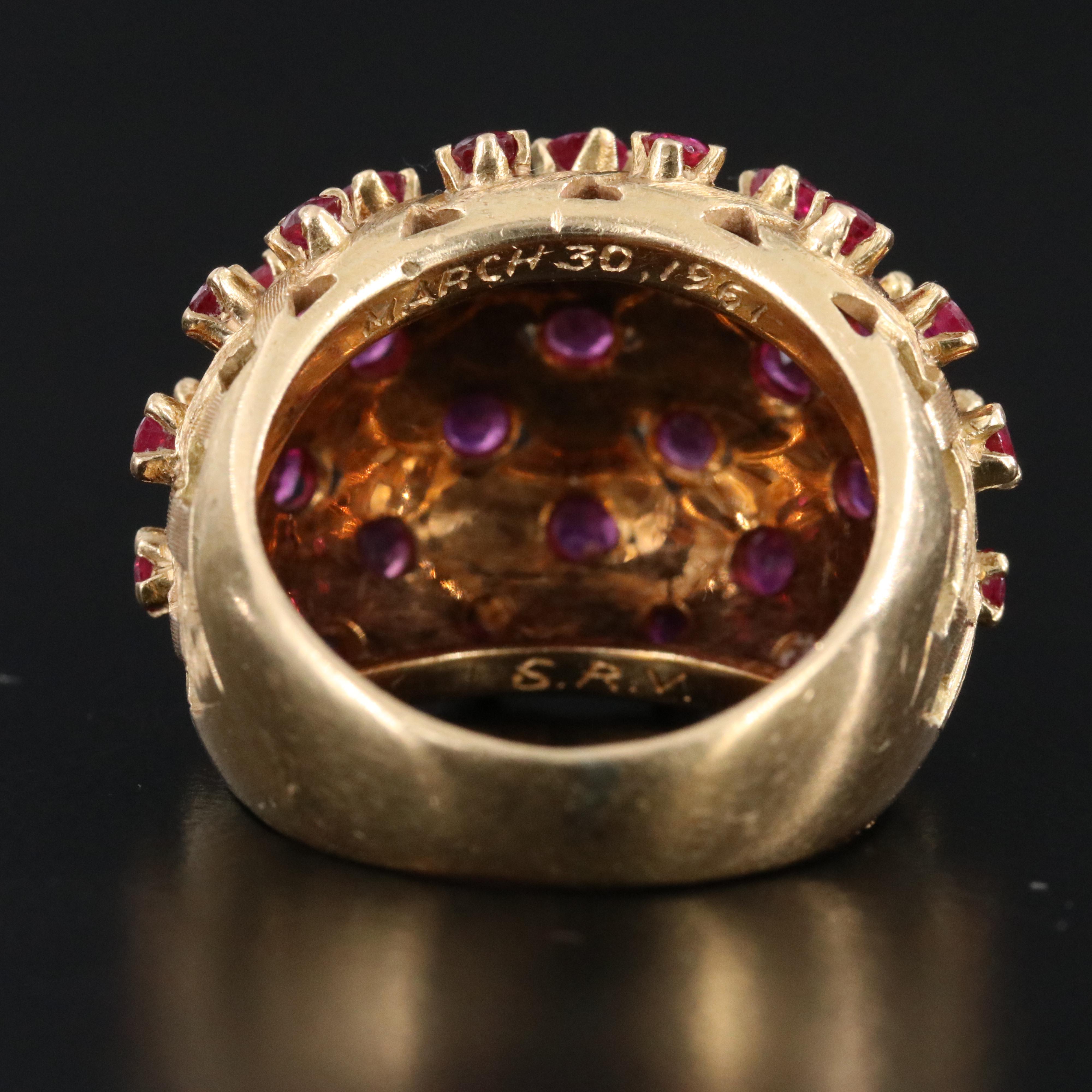 Tiffany & Co. Vannerie 18K Ruby Dome Ring Vintage